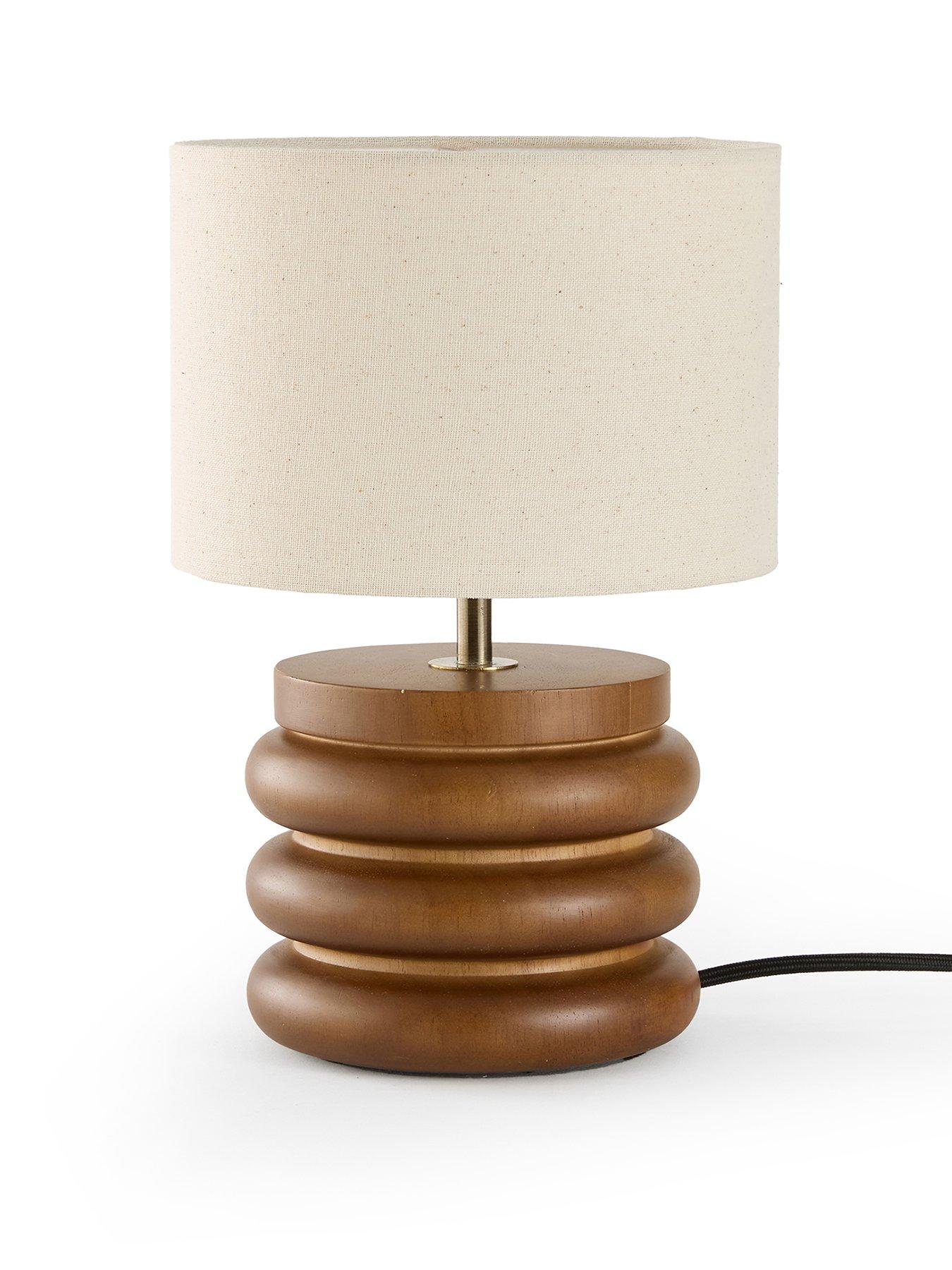 Image 2 of 8 of The Very Collection Small Wooden Stacked Table Lamp