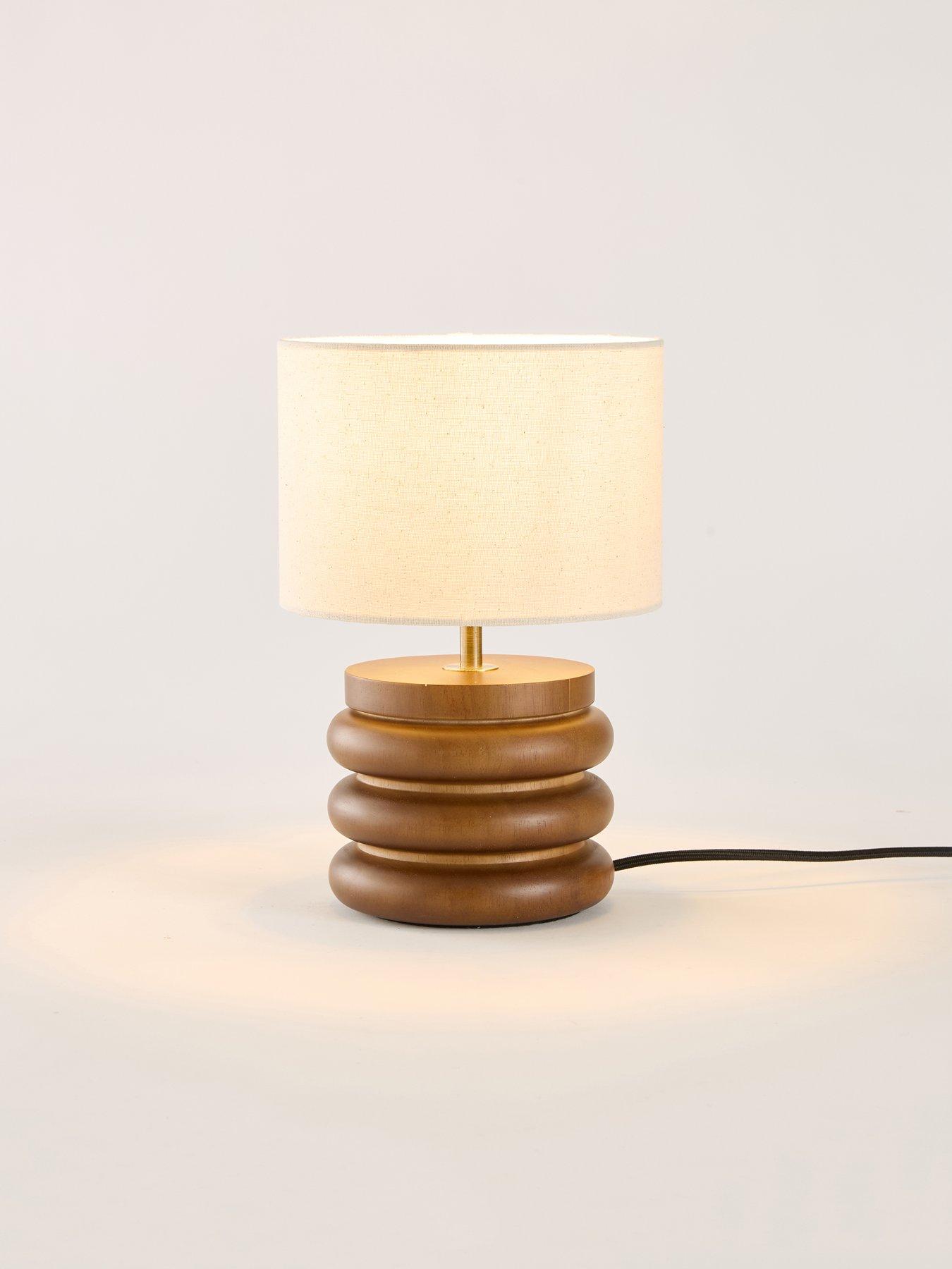 Image 3 of 8 of The Very Collection Small Wooden Stacked Table Lamp