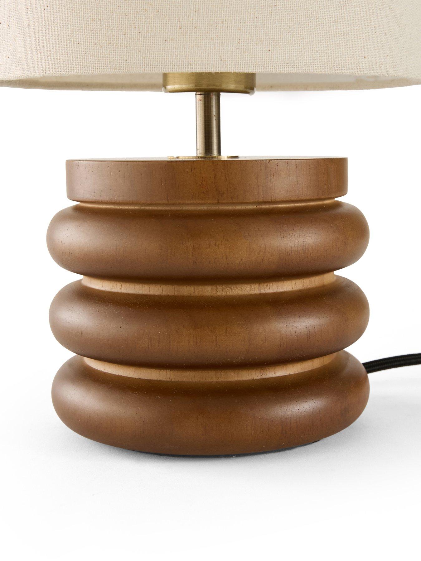 Image 4 of 8 of The Very Collection Small Wooden Stacked Table Lamp