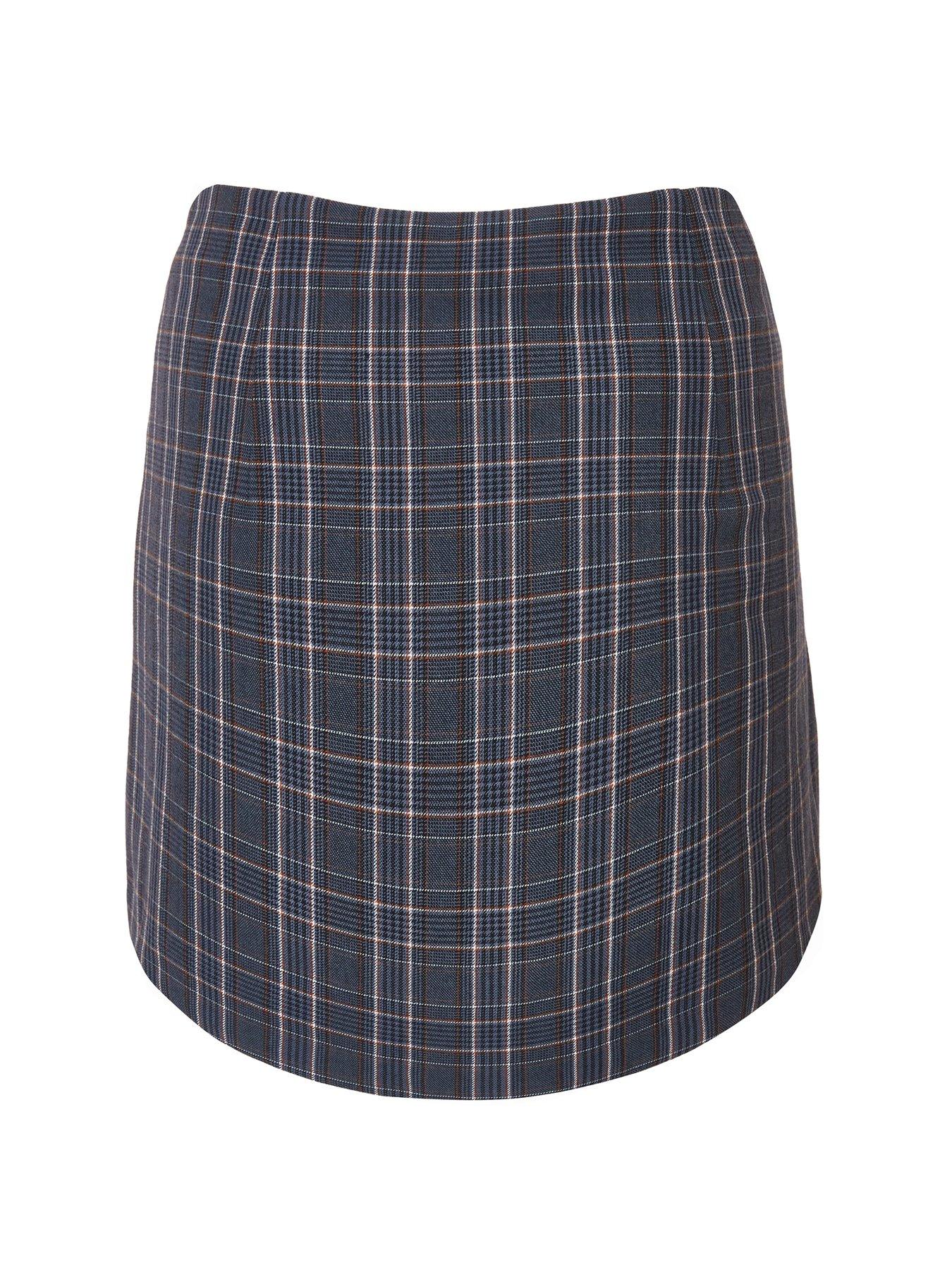 Image 5 of 6 of Quiz Navy Checked Buckle Detail Skort