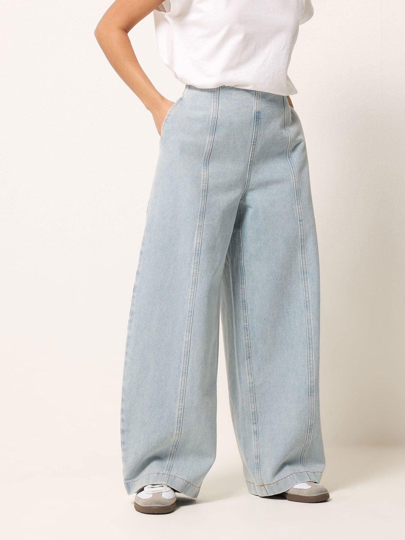 PixieGirl Petite Seam Front Balloon Jeans - Blue