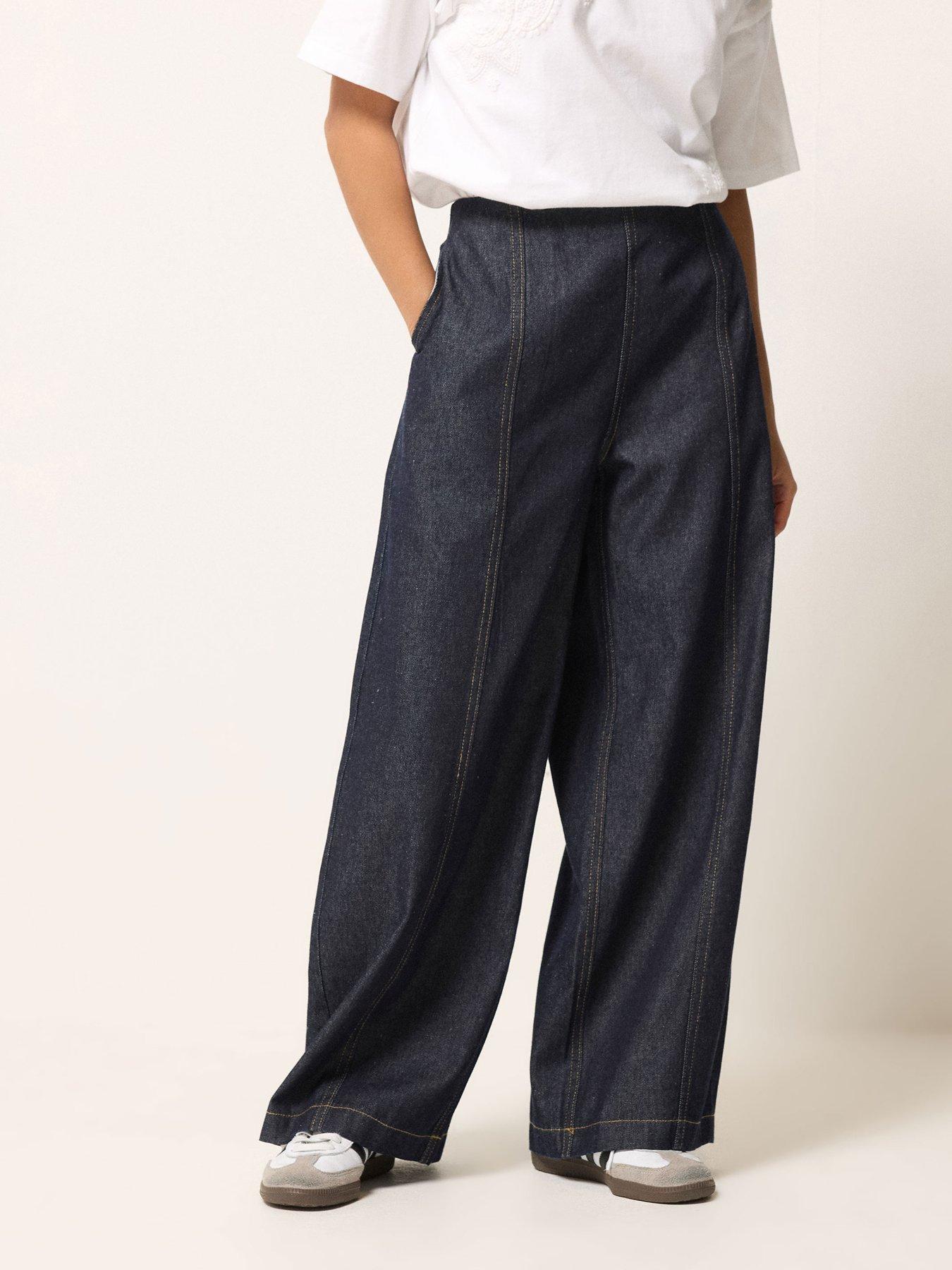 PixieGirl Petite Seam Front Balloon Jeans - Blue