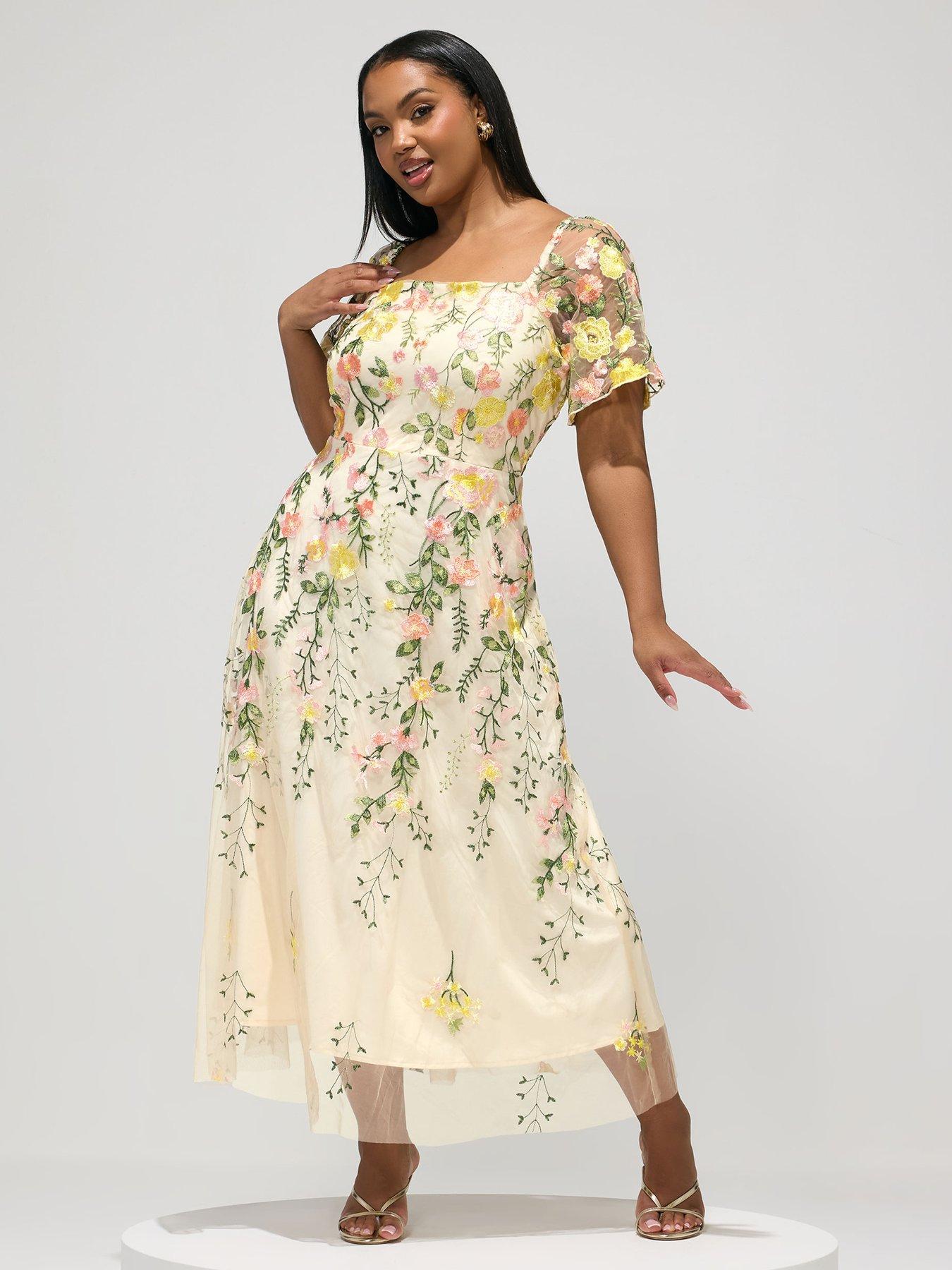 sachin and babi light blue dress Logan Floral Embroidered Velvet Maxi Dress main image 1