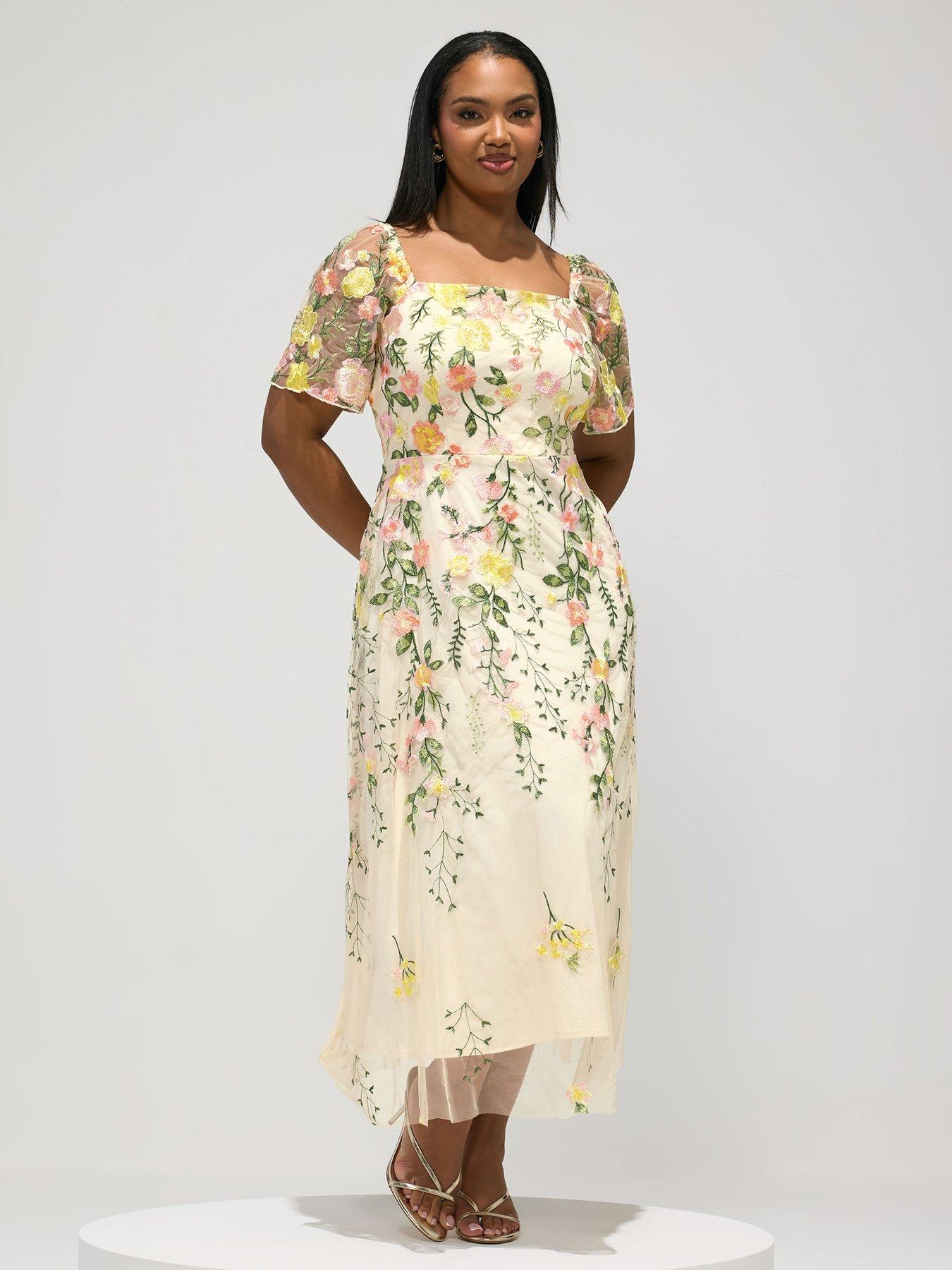sachin and babi light blue dress City Chic Plus Size Brodie Embroidered Tier Maxi Dress in black