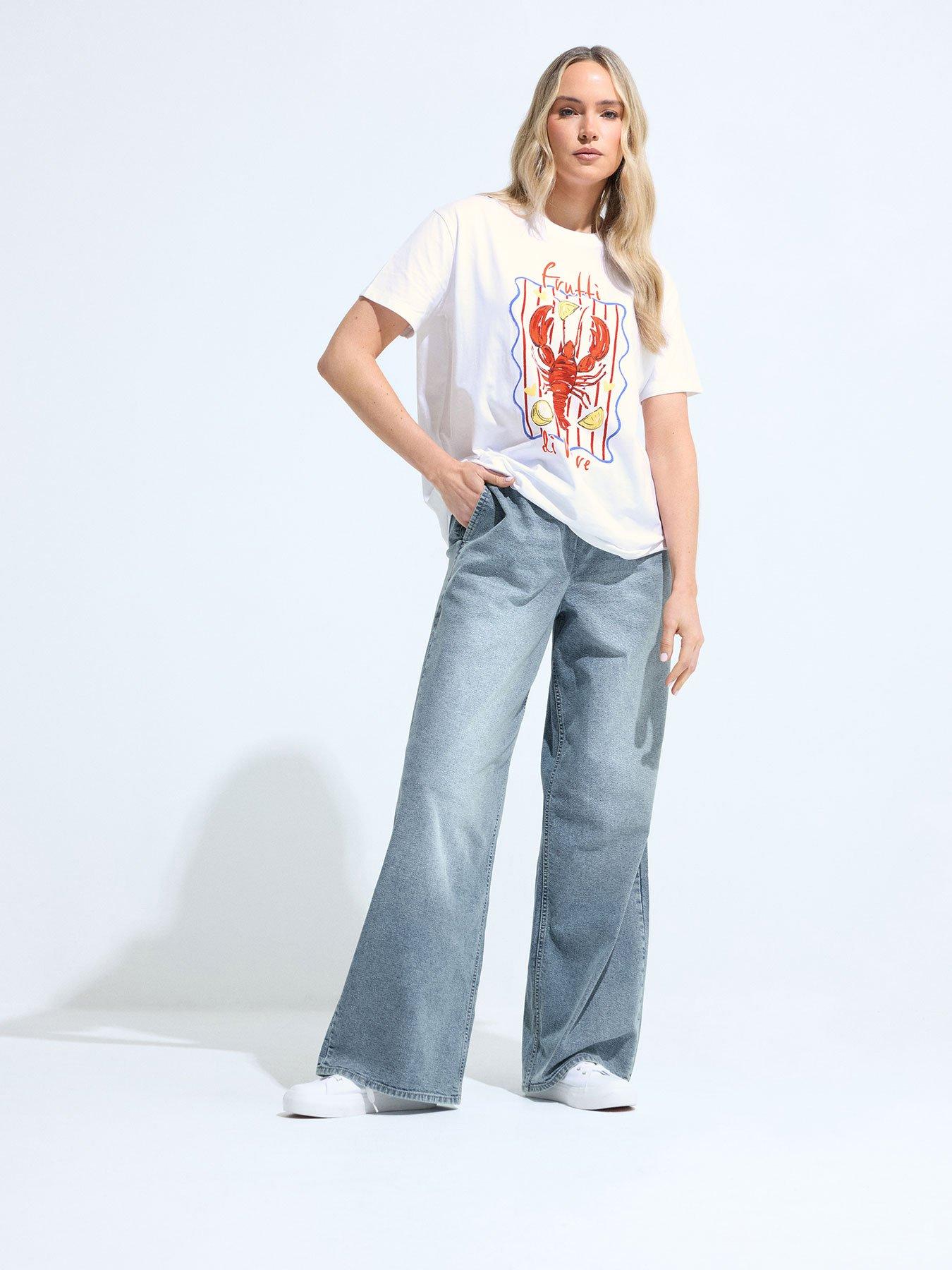 Long Tall Sally Placement Print T-Shirt - White