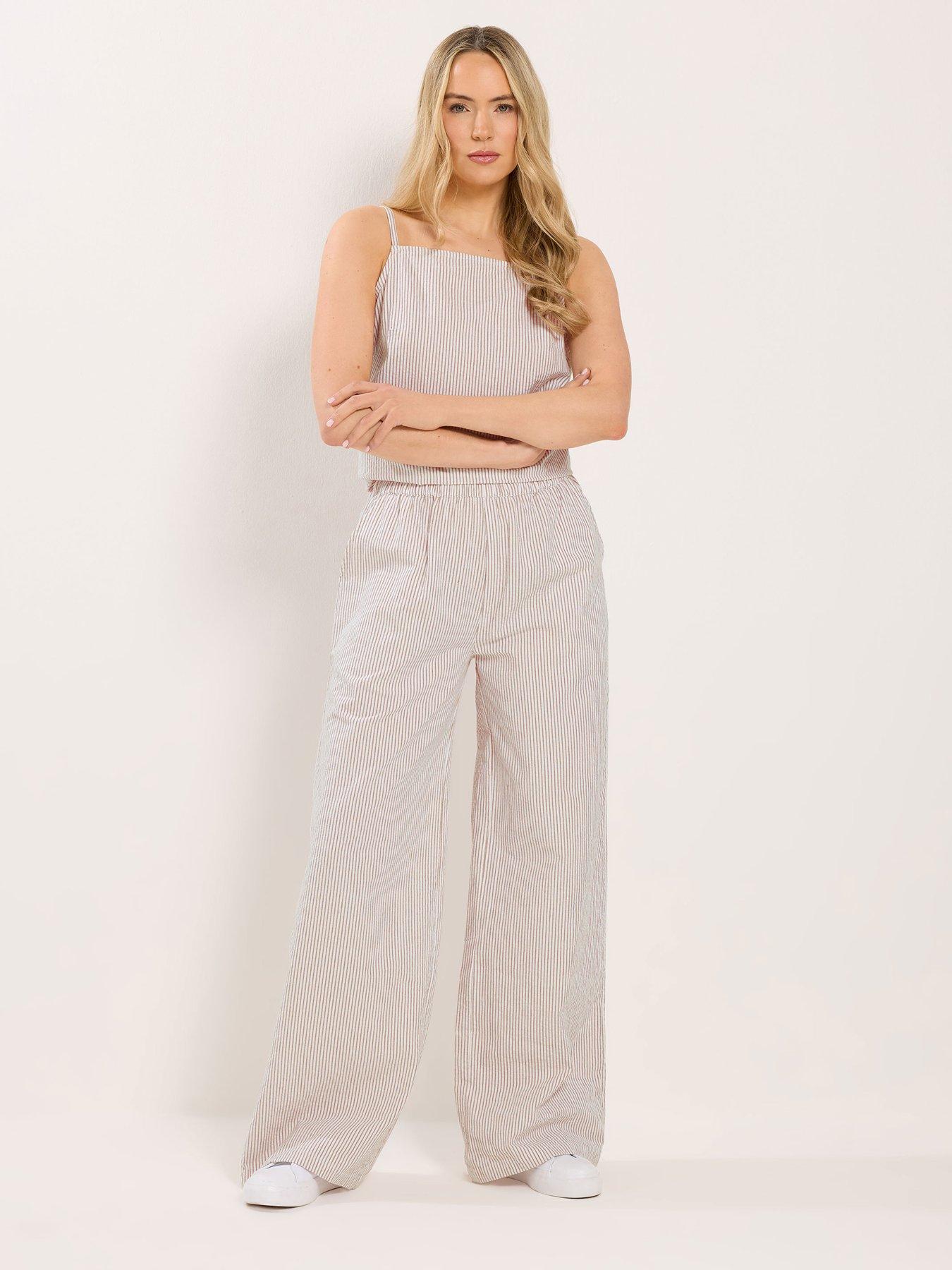 Image 1 of 4 of Long Tall Sally Tall Stripe Wide Leg Trousers 34"