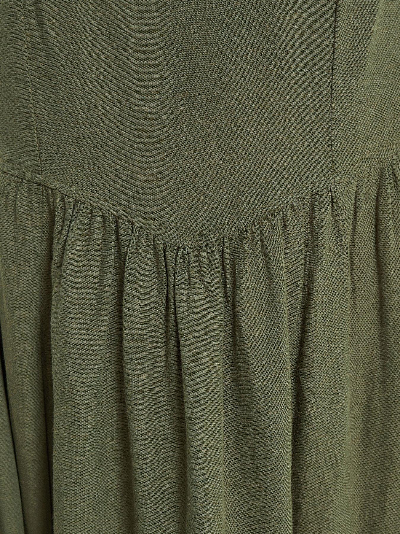 Image 4 of 4 of Yours Curve Linen Waist Midaxi Dress - Green