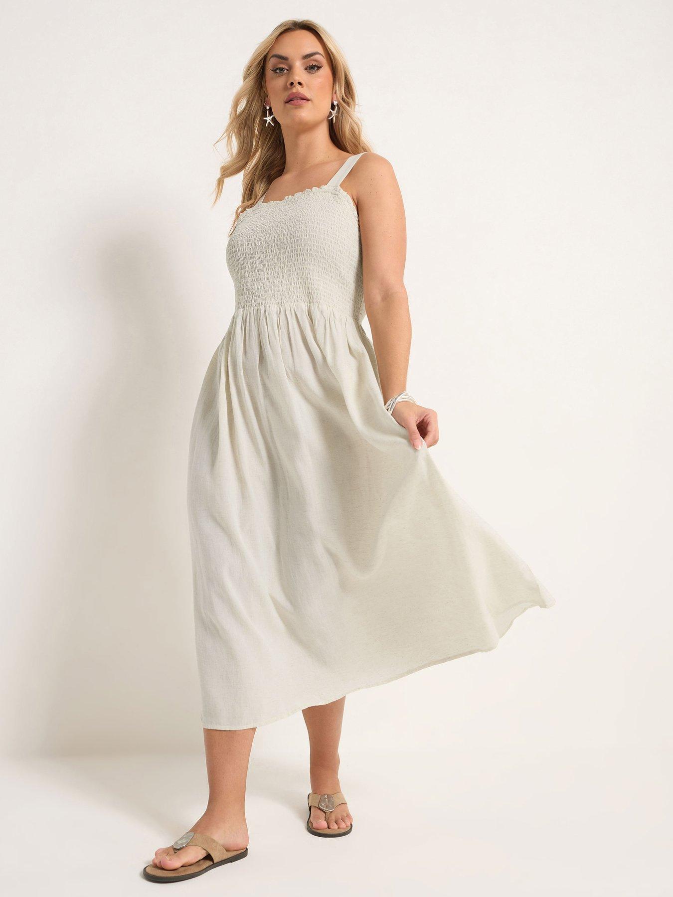 Yours Curve Linen Shirred Maxi Dress