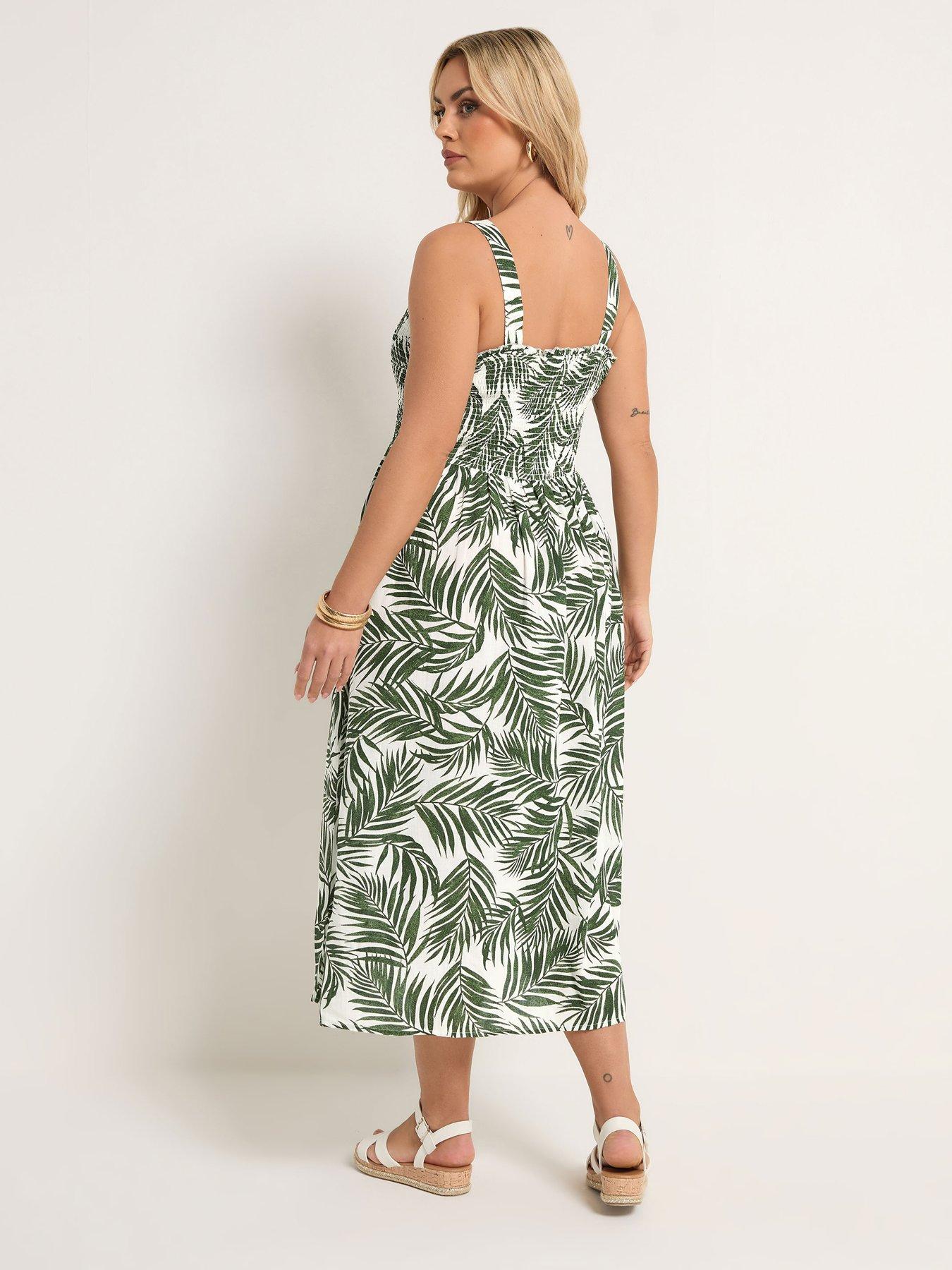 Image 2 of 5 of Yours Curve Linen Shirred Maxi Dress
