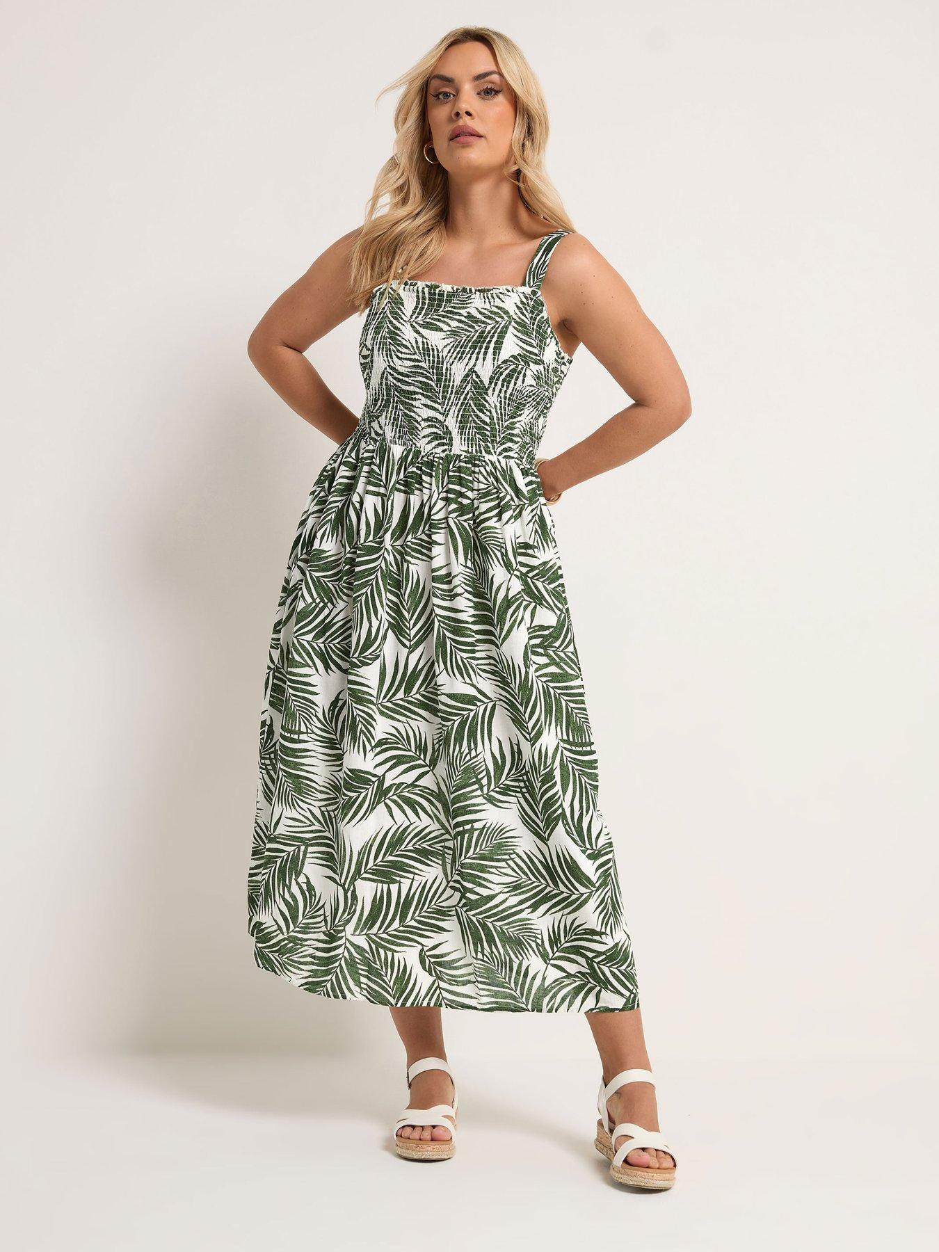 Image 3 of 5 of Yours Curve Linen Shirred Maxi Dress