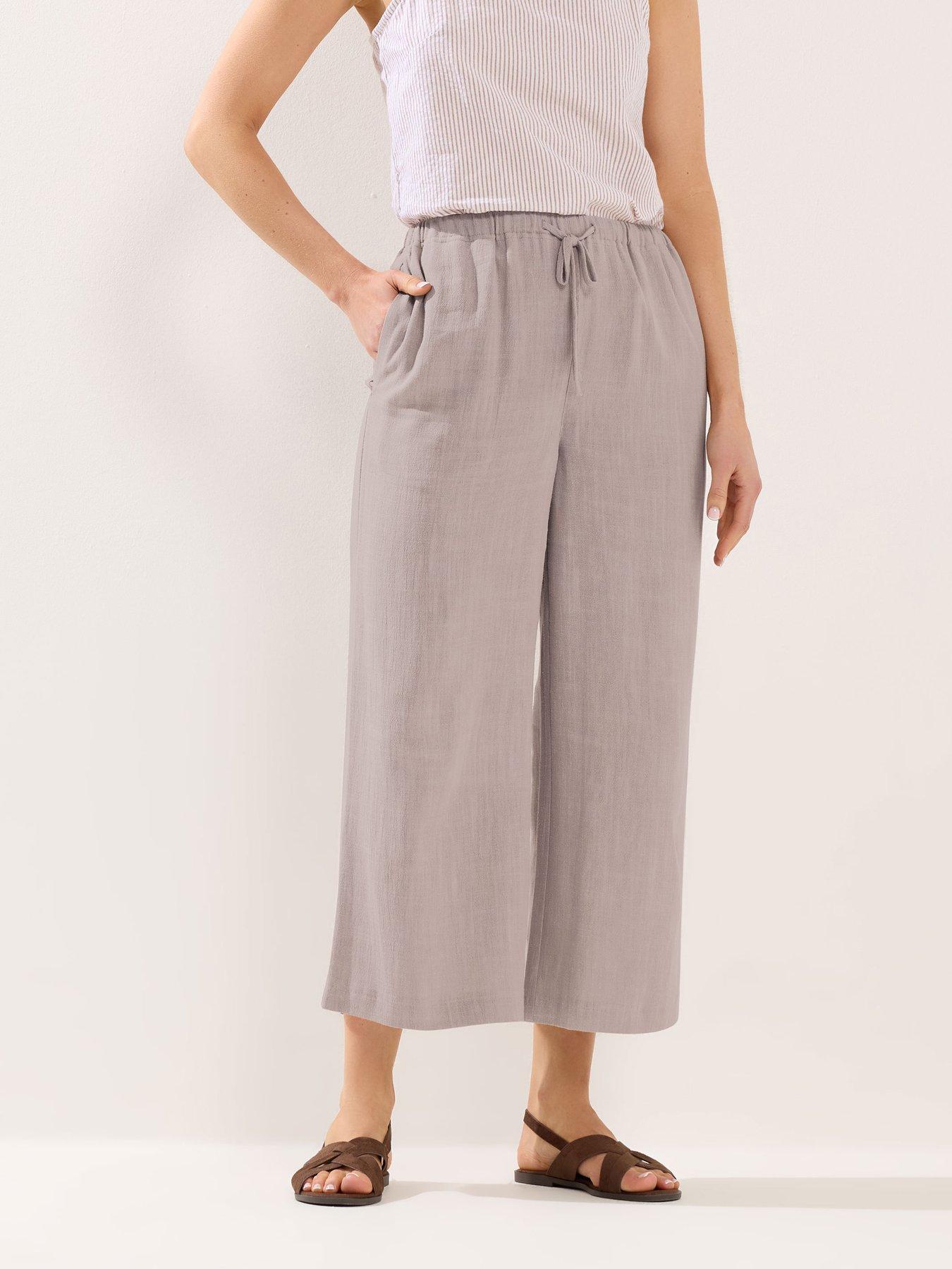 Long Tall Sally Linen Crop Trouser - Cream