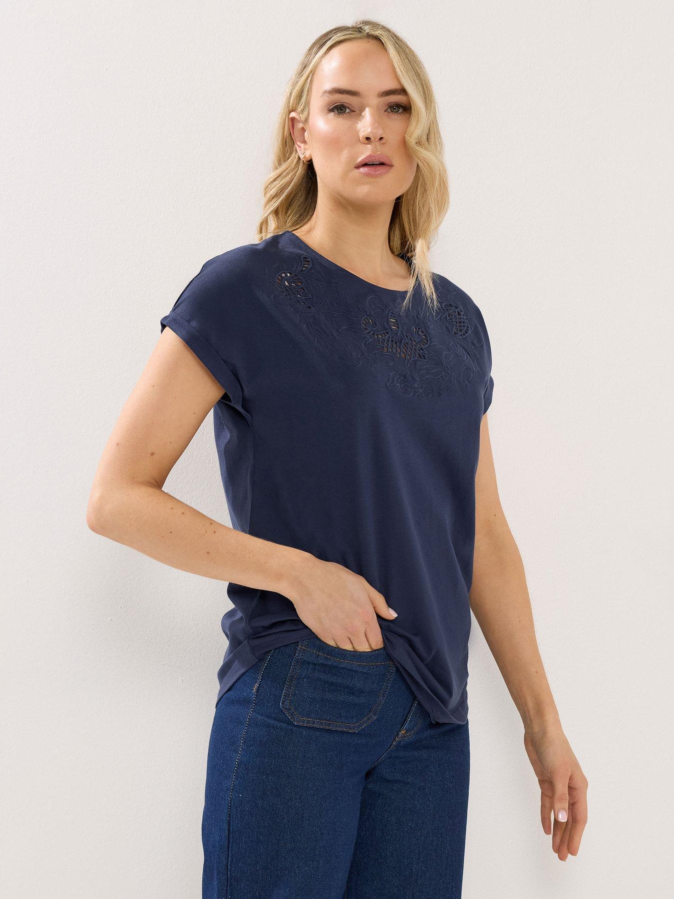 Long Tall Sally Embroidered T-Shirt - Blue