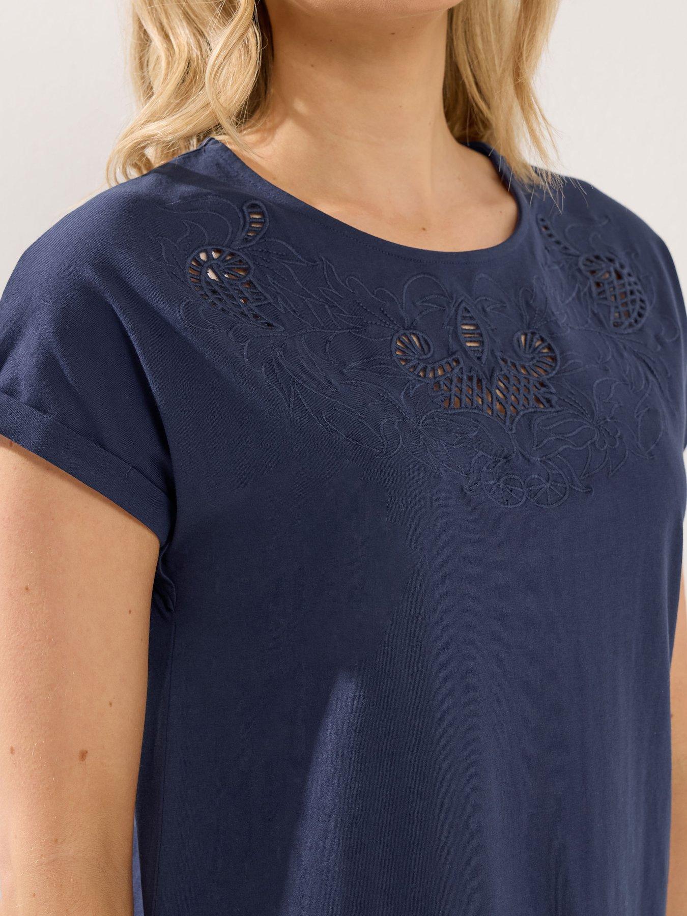 Image 4 of 5 of Long Tall Sally Embroidered T-Shirt - Blue