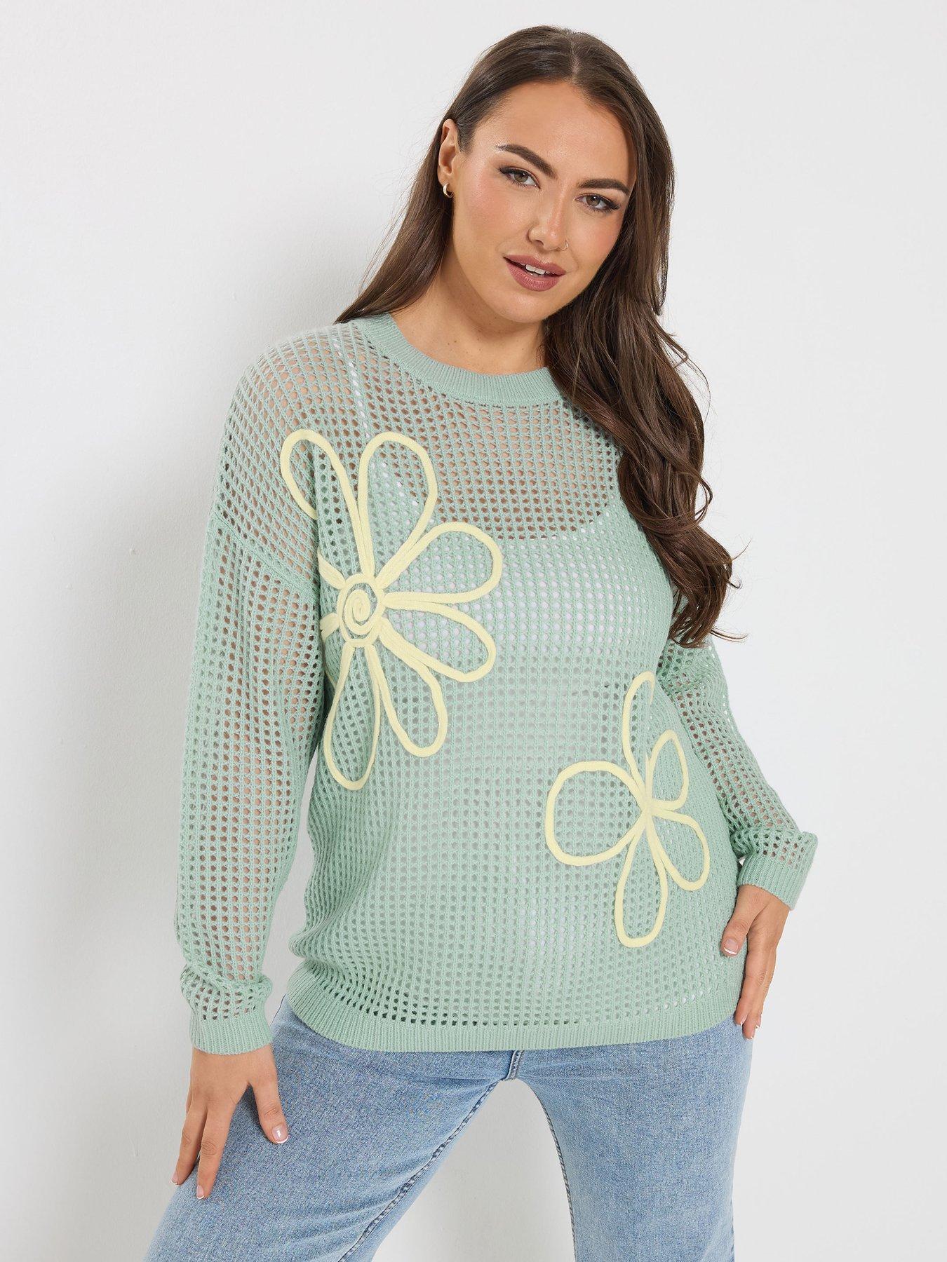 Image 1 of 5 of Yours Curve Cornelle Floral Jumper - Blue