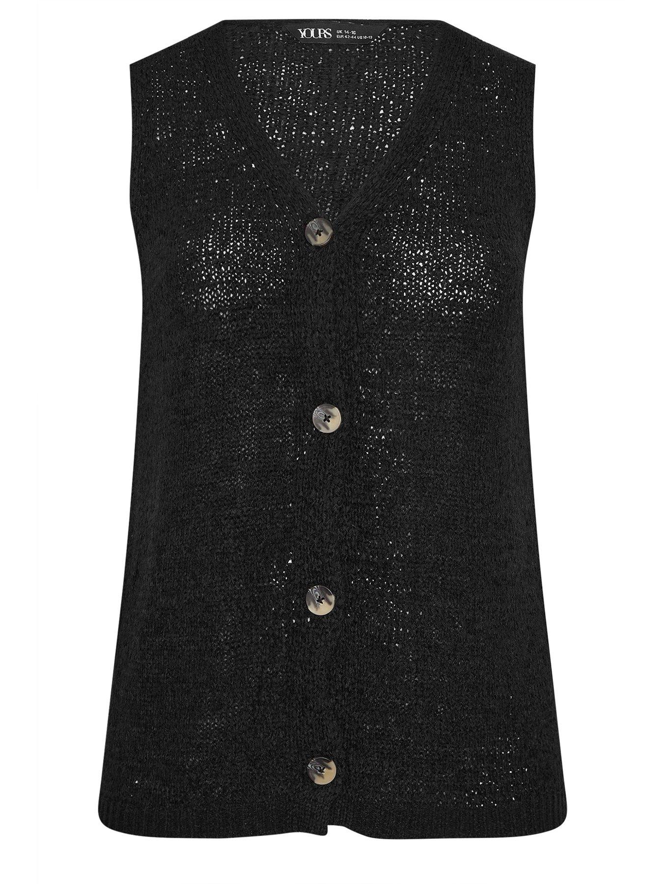 Image 5 of 5 of Yours Curve Knitted Waistcoat - Black