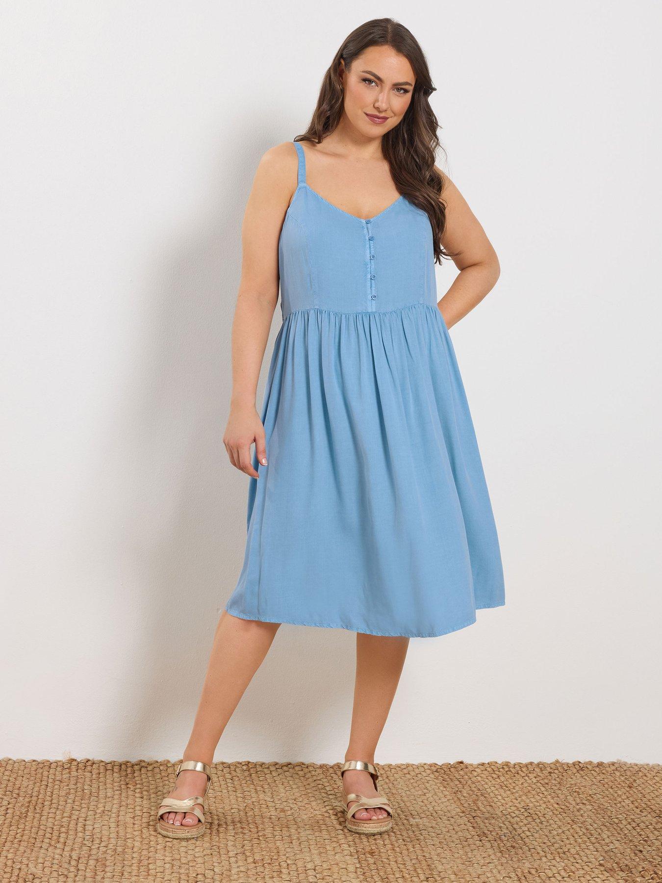 Image 1 of 5 of Yours Curve Strappy Sundress - Blue