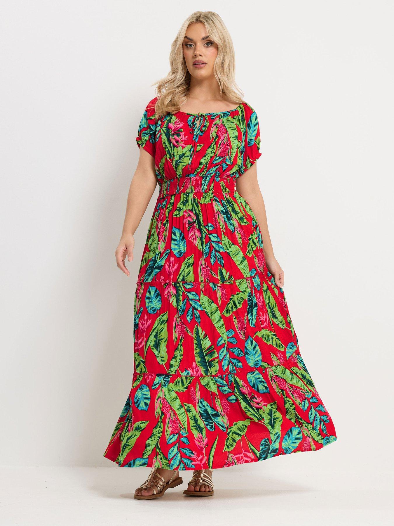 Yours Curve Gypsy Bardot Maxi Dress - Red
