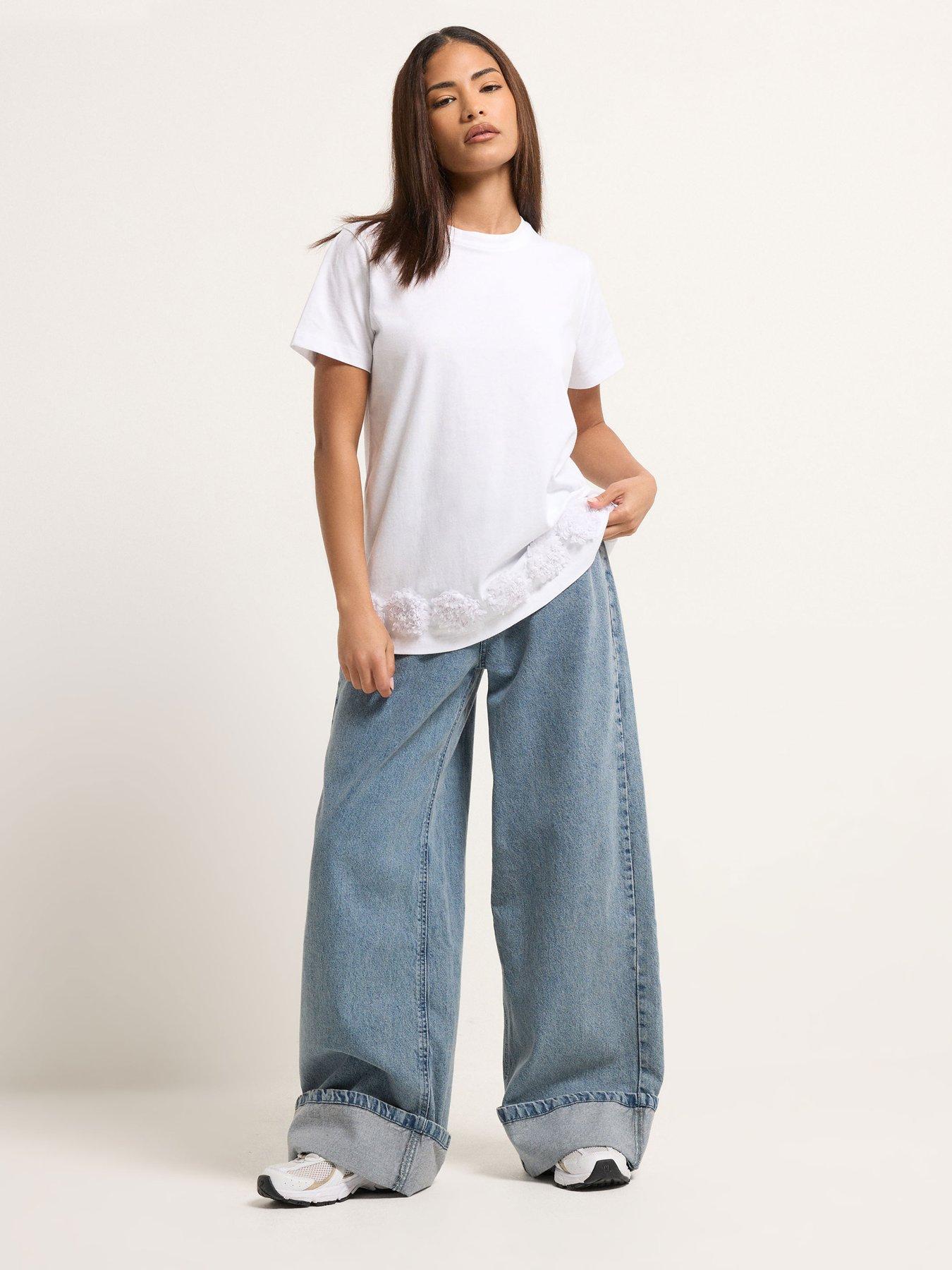 Image 3 of 4 of PixieGirl Petite Flower Hem T-shirt