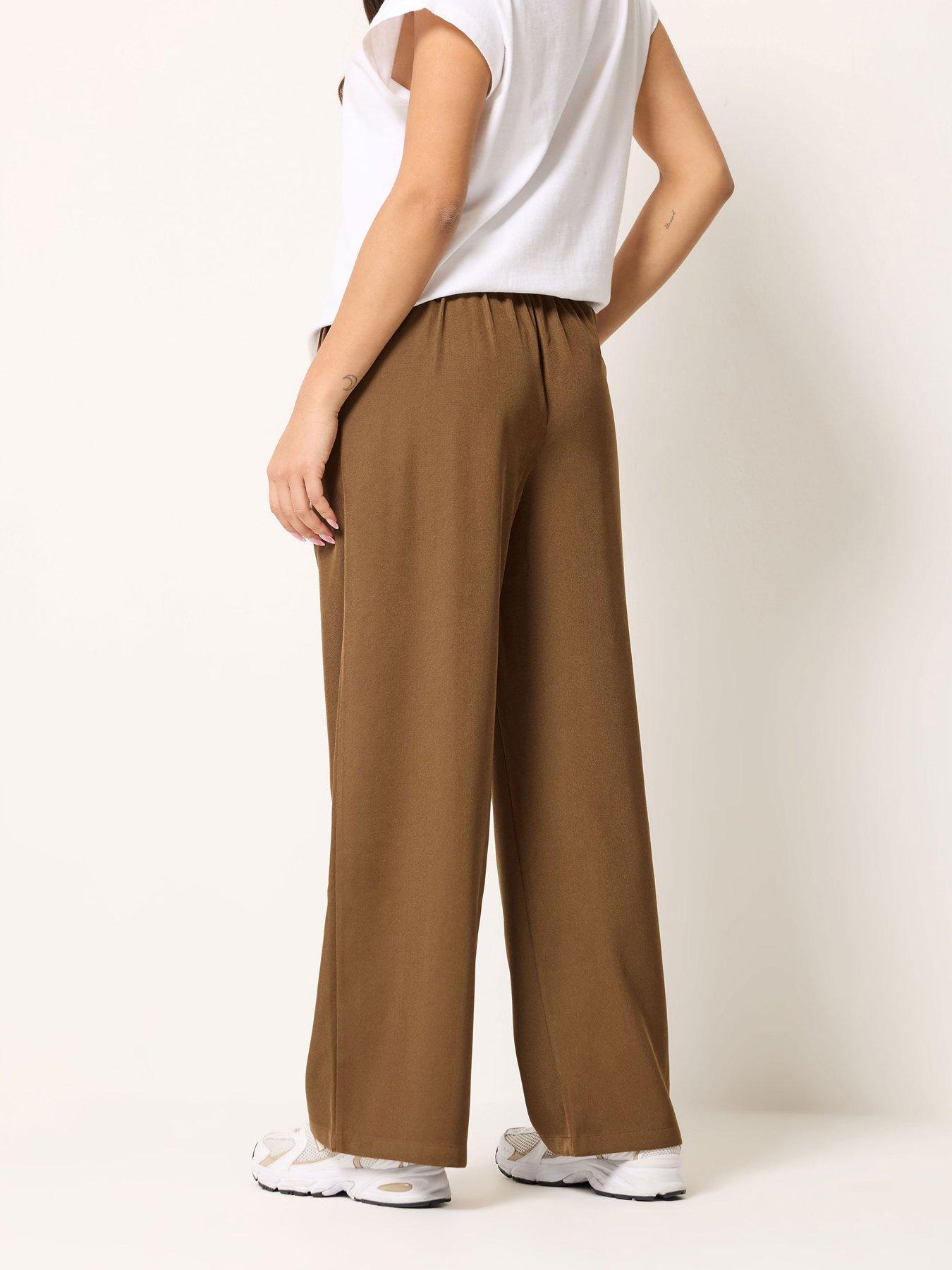 Image 2 of 4 of PixieGirl Petite Formal Wide Leg Trousers - Brown