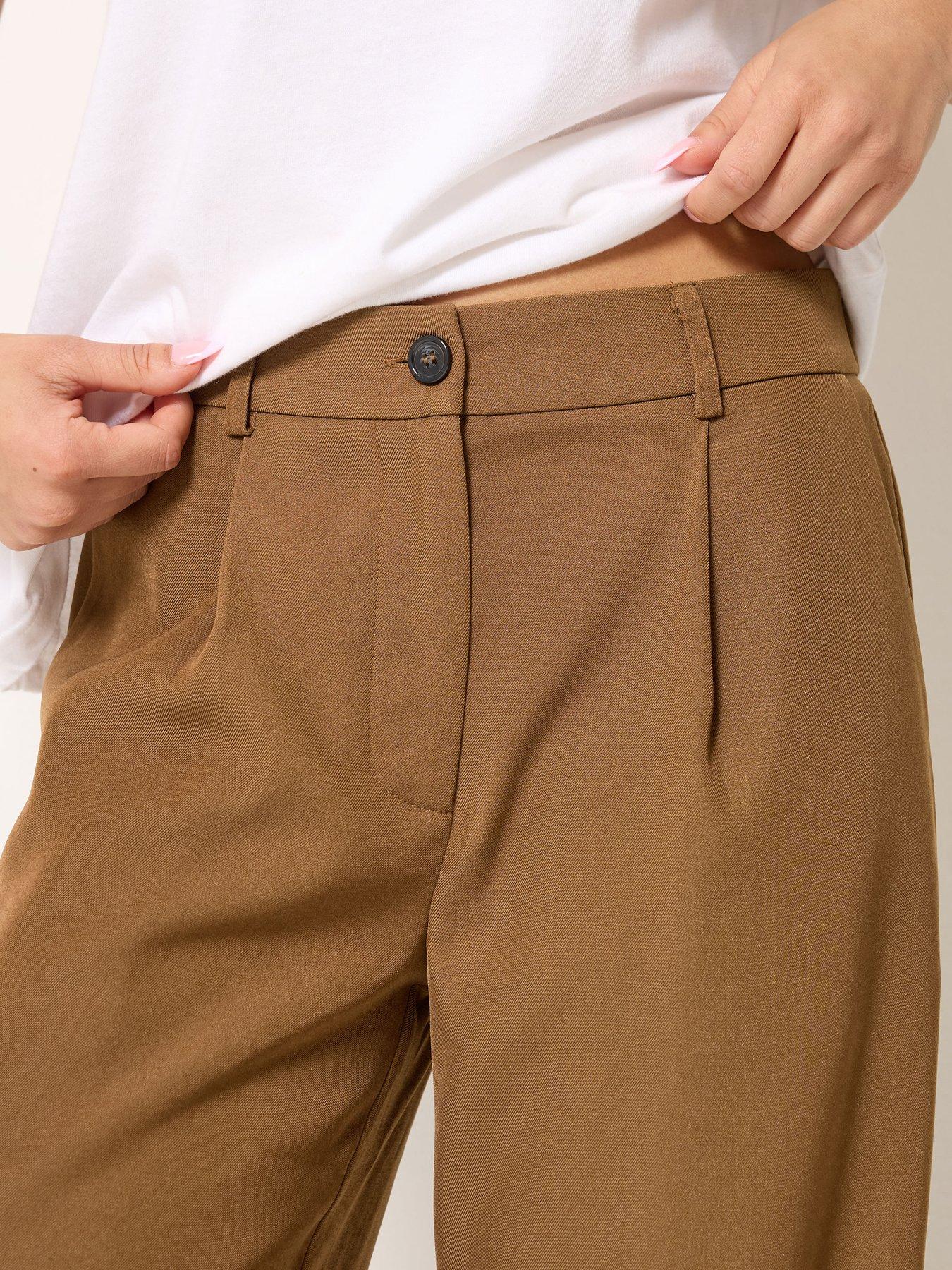 Image 4 of 4 of PixieGirl Petite Formal Wide Leg Trousers - Brown