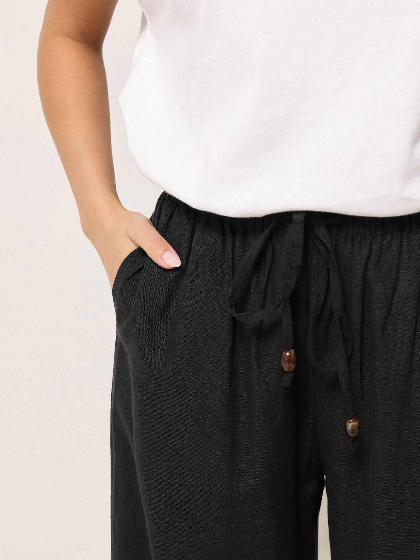 Image 4 of 5 of PixieGirl Petite Bead Drawstring Wide Leg Trousers