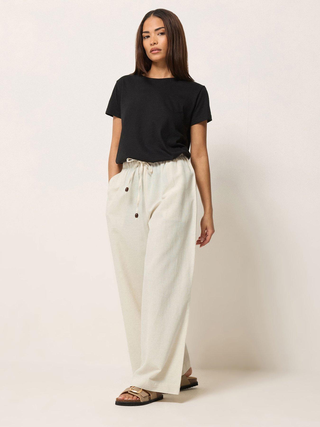Image 3 of 5 of PixieGirl Petite Bead Drawstring Wide Leg Trousers