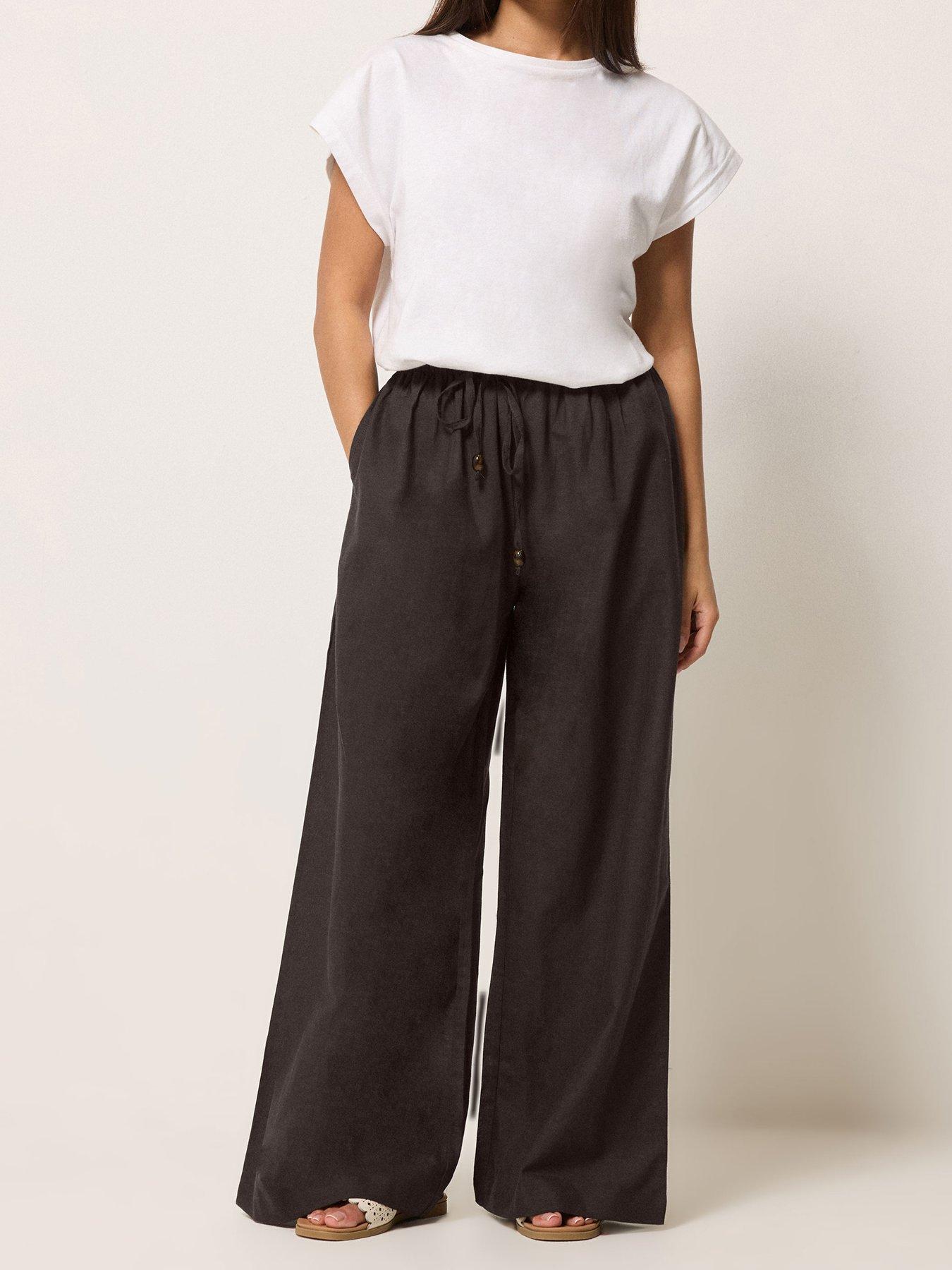 Image 1 of 5 of PixieGirl Petite Bead Drawstring Wide Leg Trousers