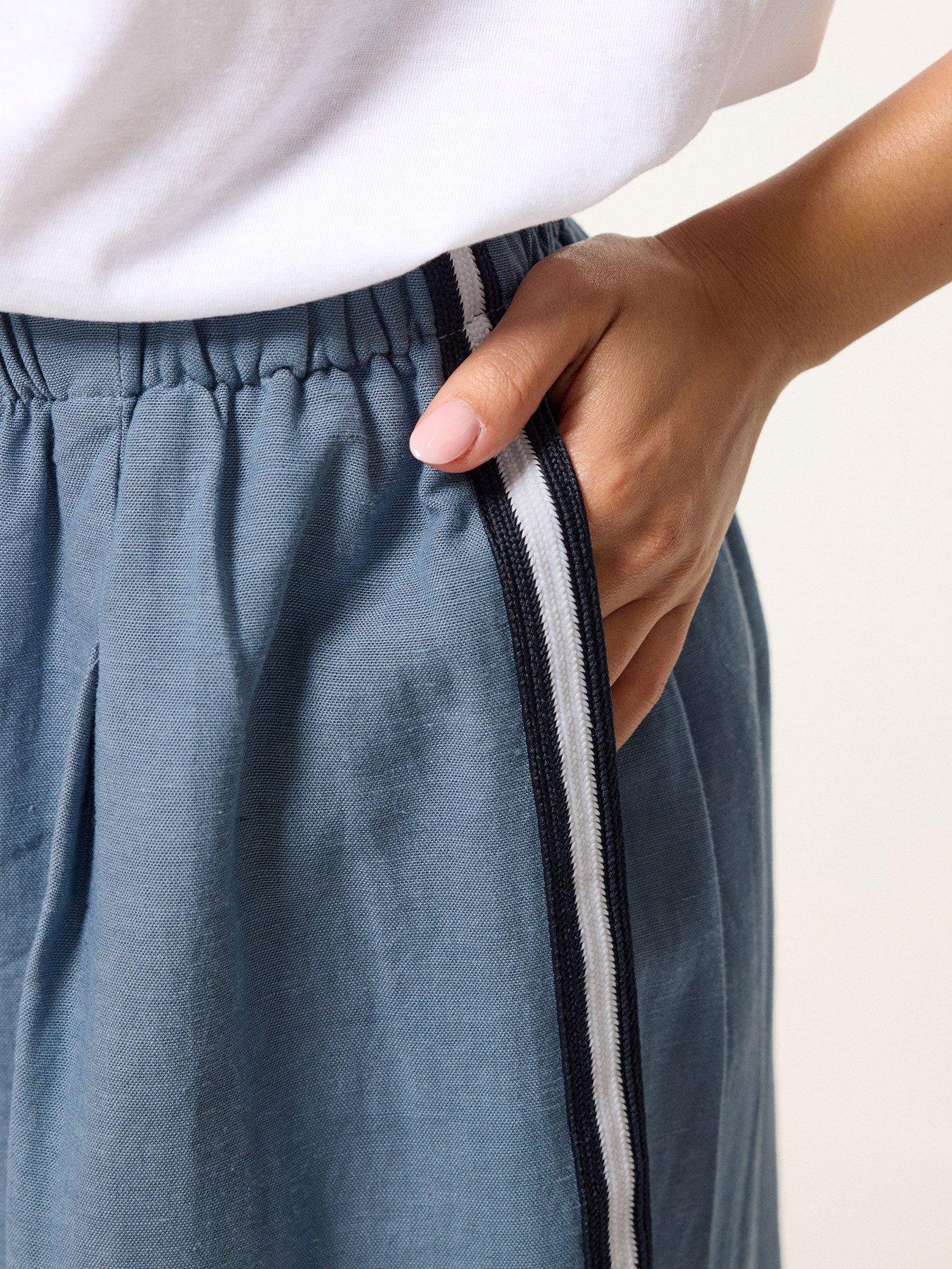 Image 4 of 5 of PixieGirl Petite Side Stripe Wide Leg Trousers - Blue