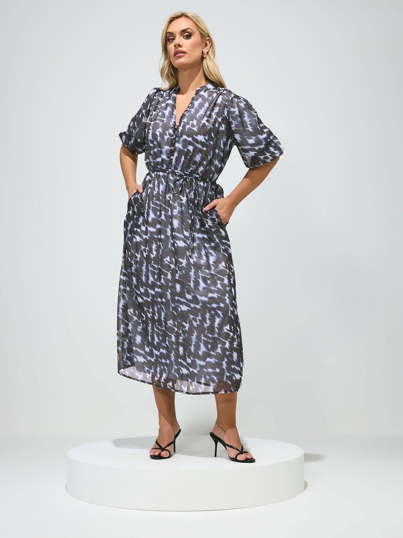 Yours Curve Animal Print Shirt Dress - Blue