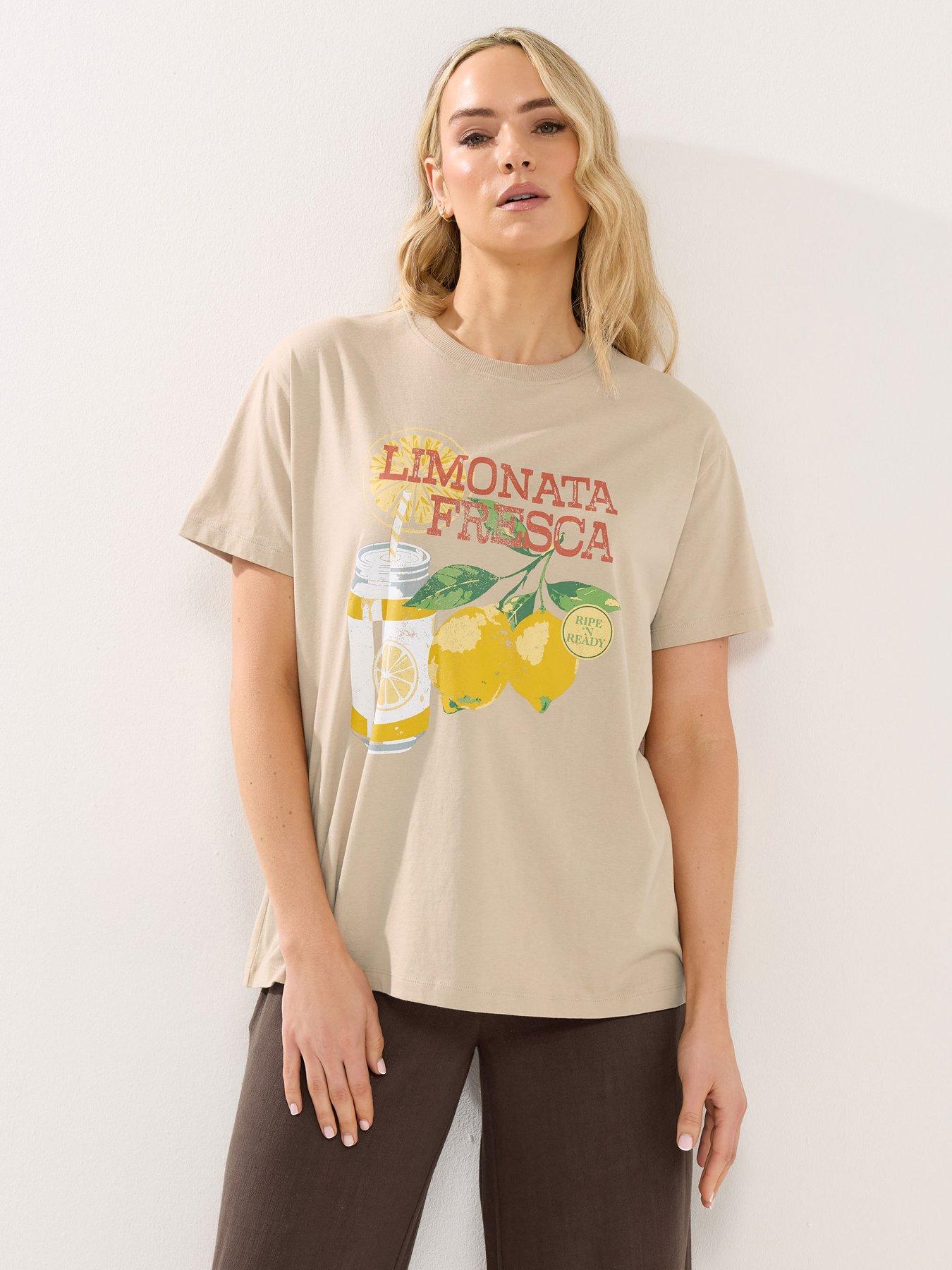 Long Tall Sally Oversized Print T-Shirt - Cream