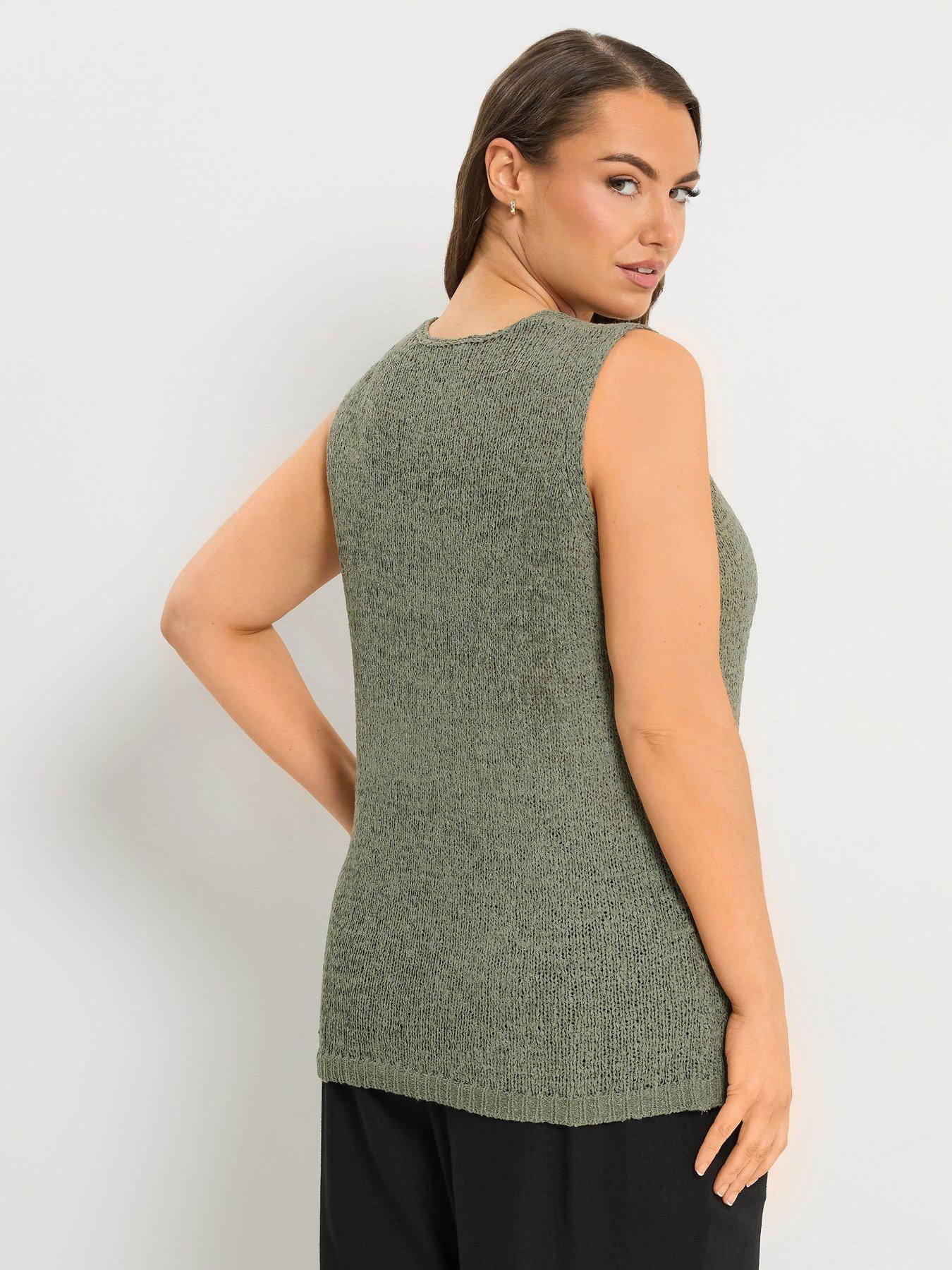 Image 2 of 6 of Yours Curve Knitted Waistcoat - Green