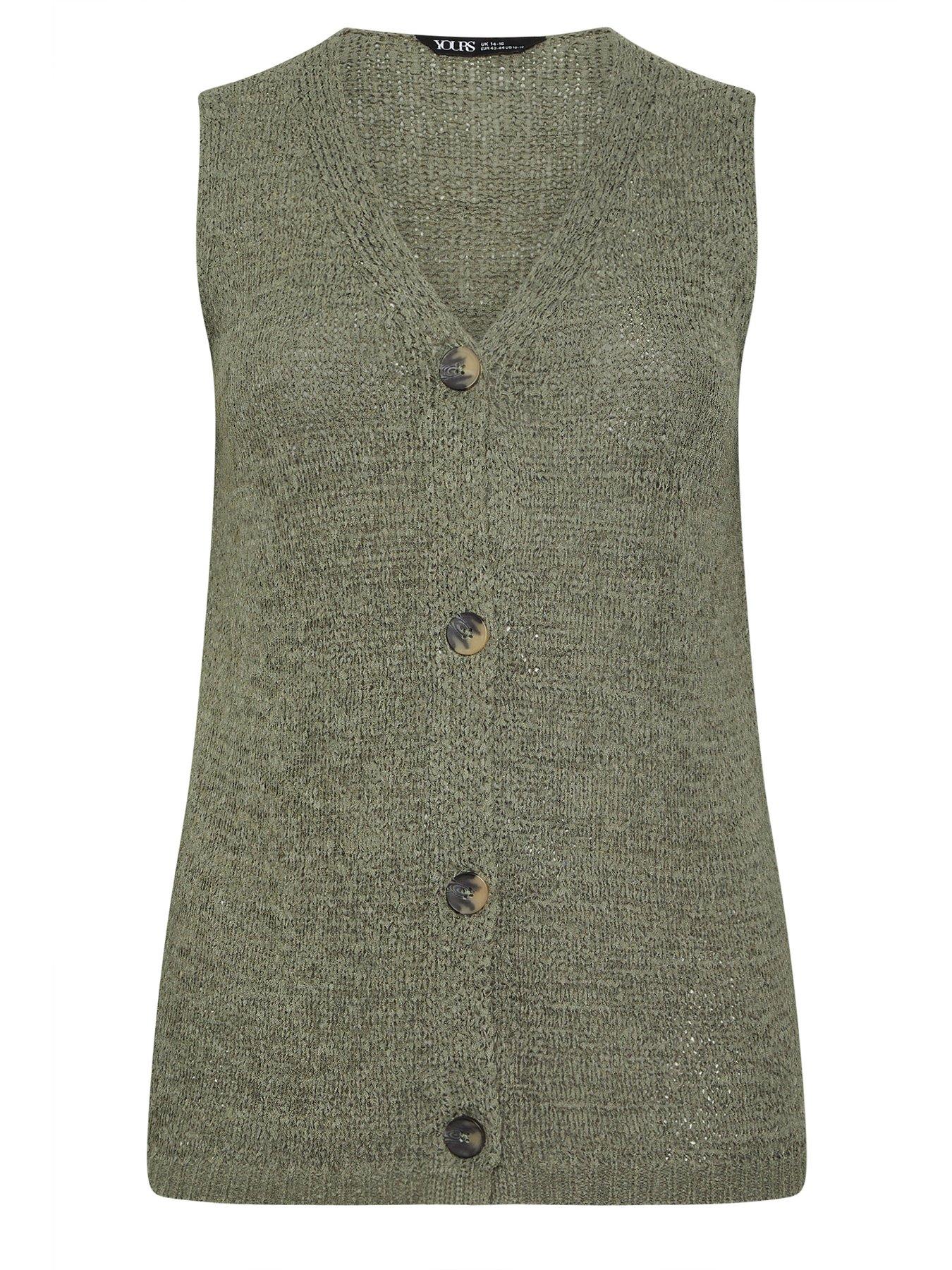 Image 6 of 6 of Yours Curve Knitted Waistcoat - Green