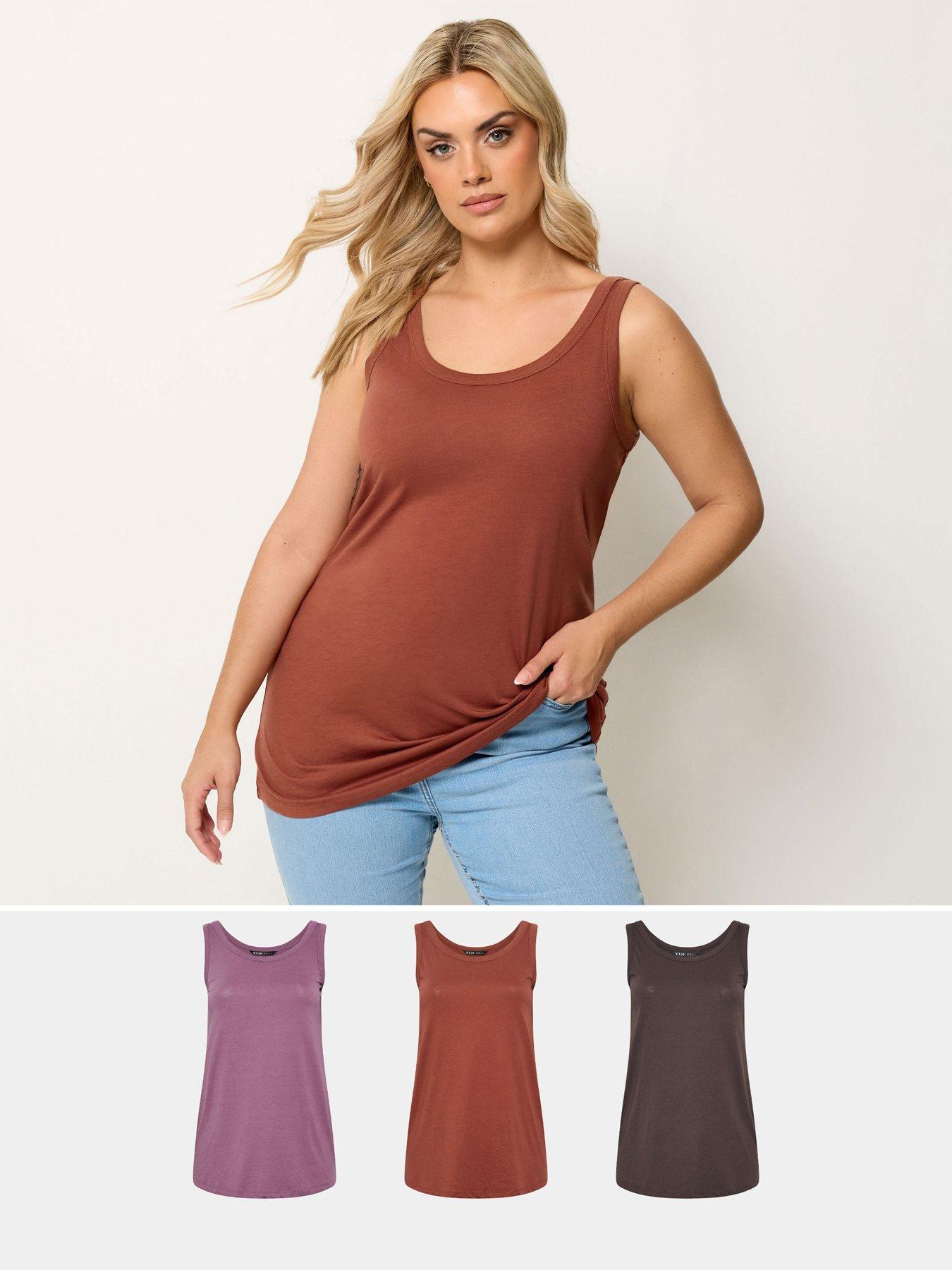 Yours Curve 3 Pack Core Basic Vest Colour - Multi