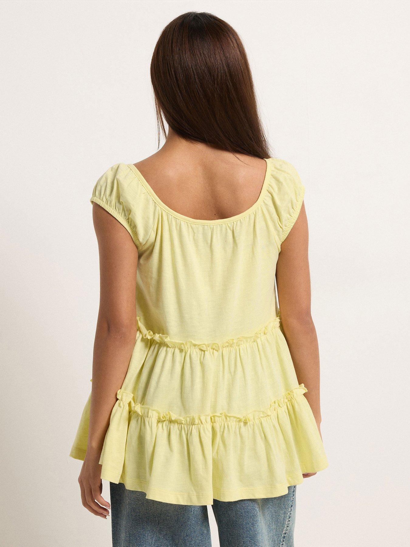 Image 2 of 4 of PixieGirl Petite Lemon Short Sleeve Tiered Top - Yellow