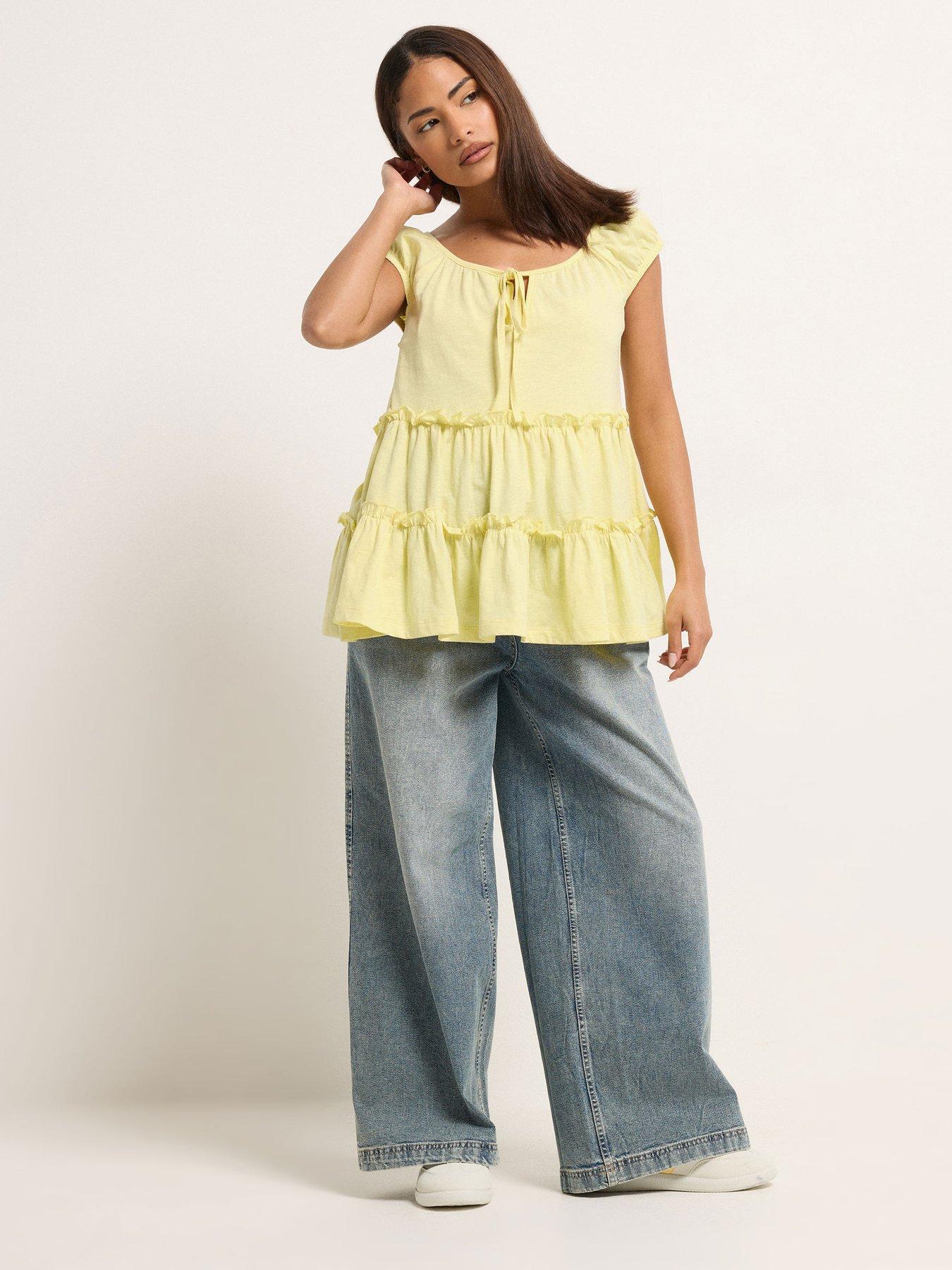 Image 3 of 4 of PixieGirl Petite Lemon Short Sleeve Tiered Top - Yellow