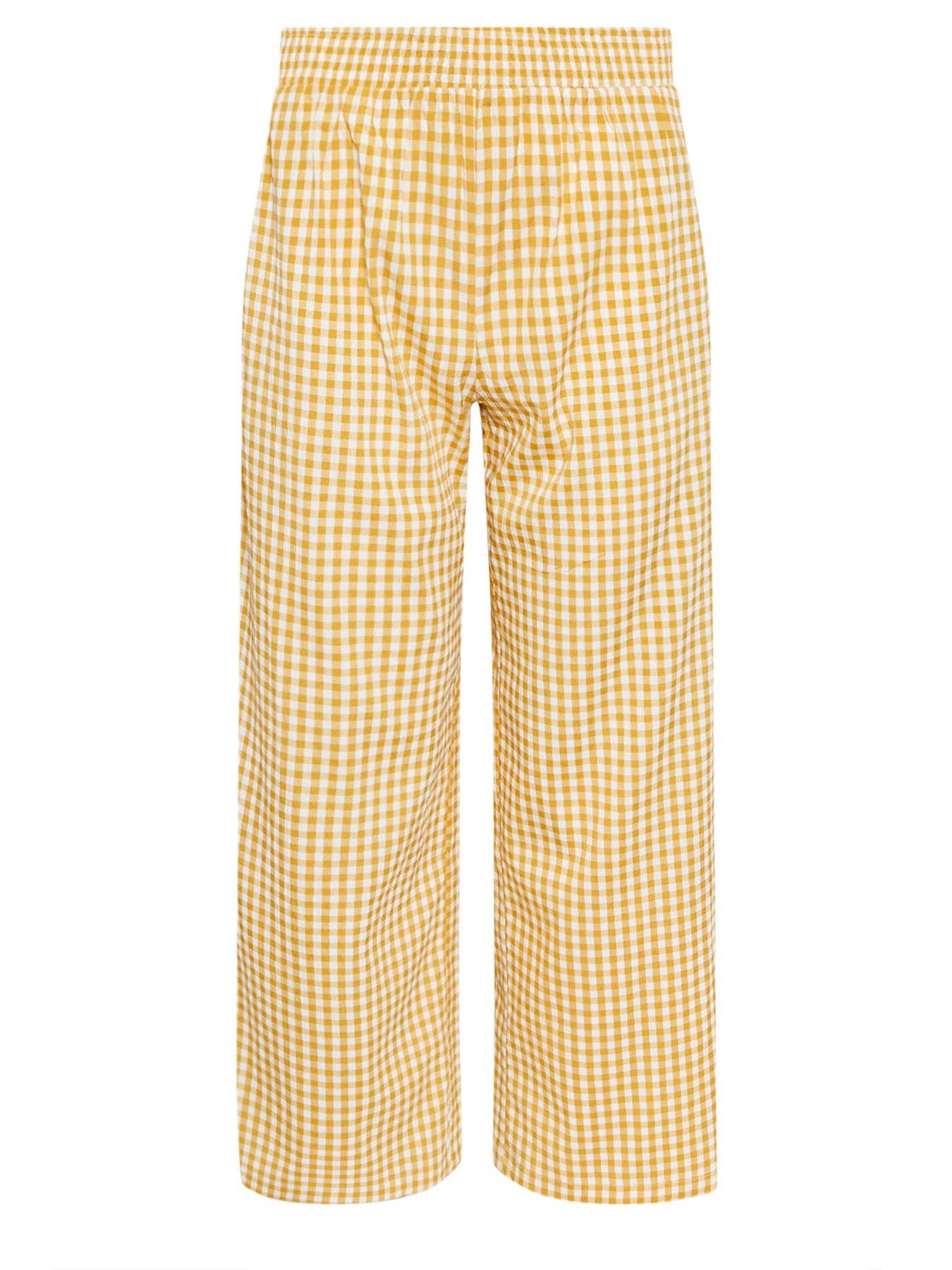 Image 6 of 6 of PixieGirl Petite Gingham Shirred Waist Wide Leg Trousers