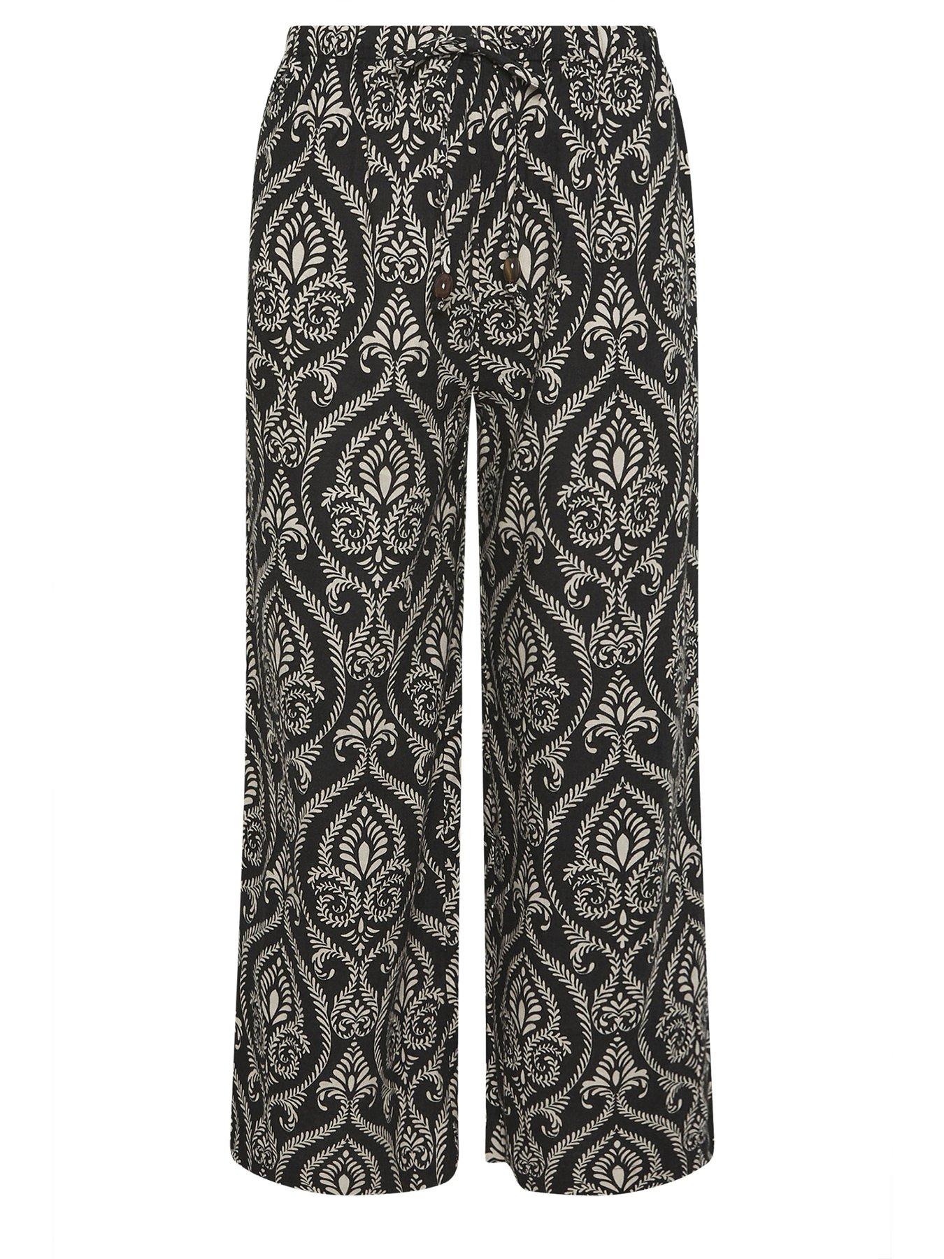 Image 5 of 5 of PixieGirl Petite Tile Print Bead Wide Leg Trousers - Black