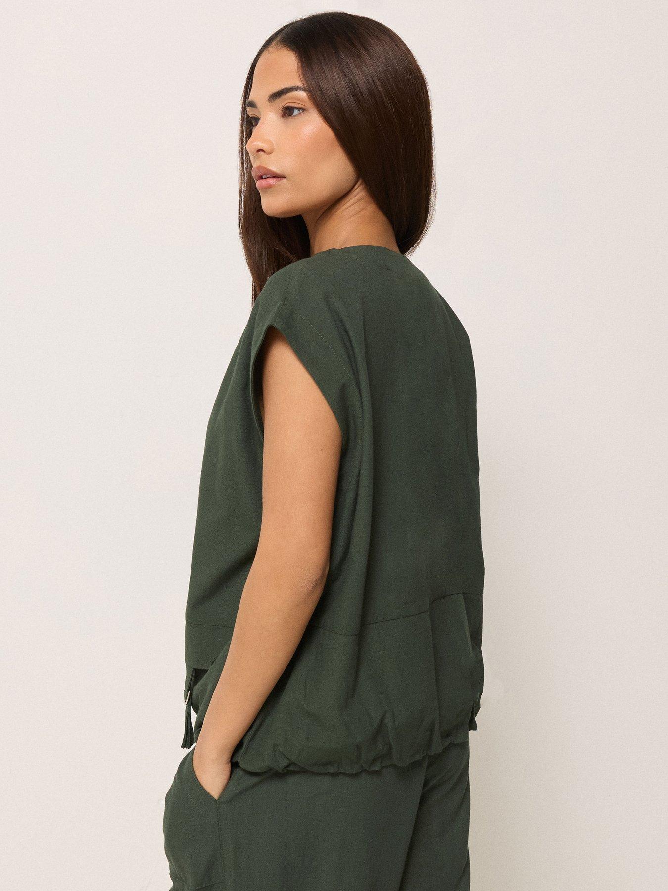 Image 2 of 5 of PixieGirl Petite Gilet Containing Linen - Green