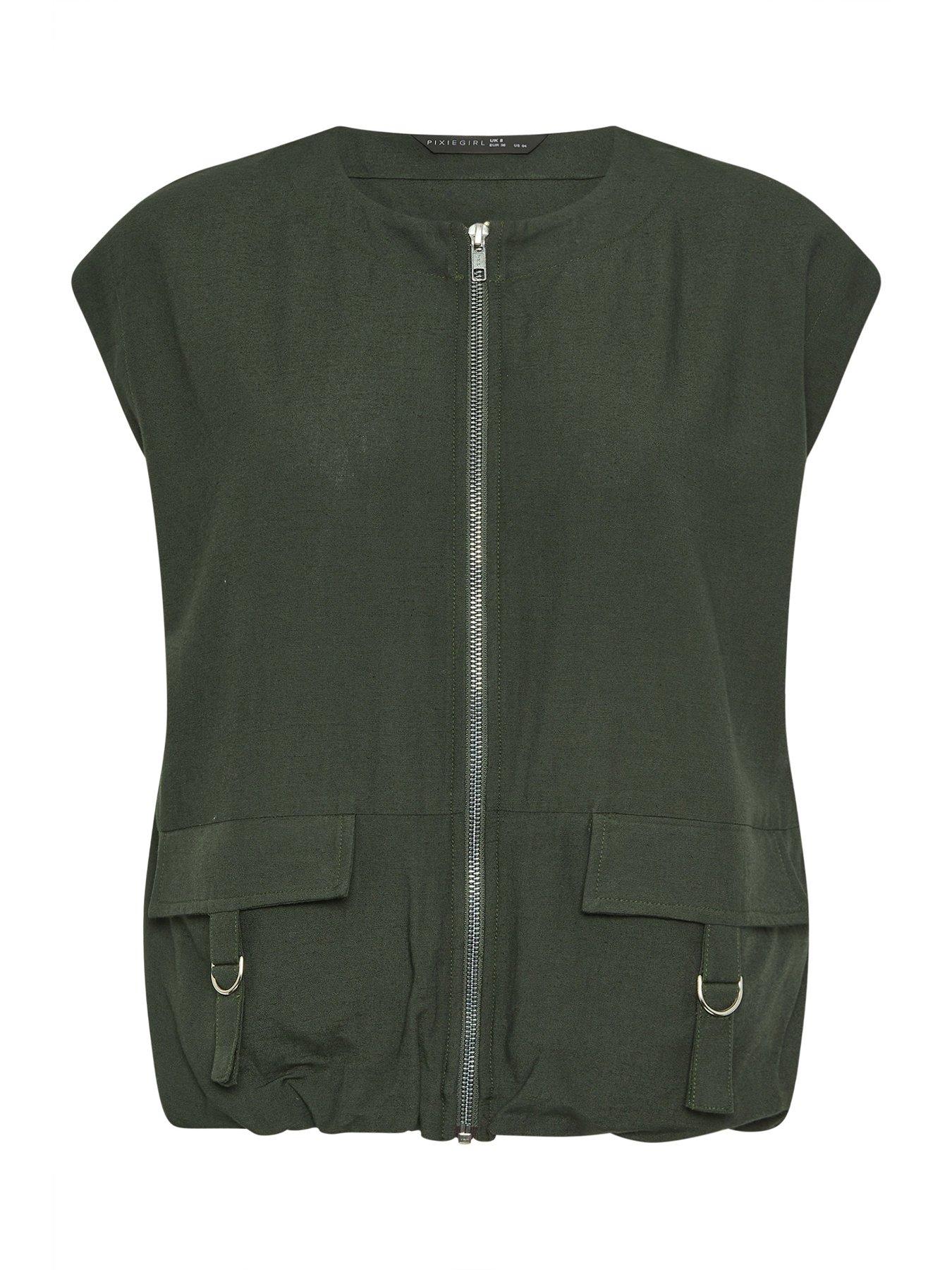 Image 5 of 5 of PixieGirl Petite Gilet Containing Linen - Green