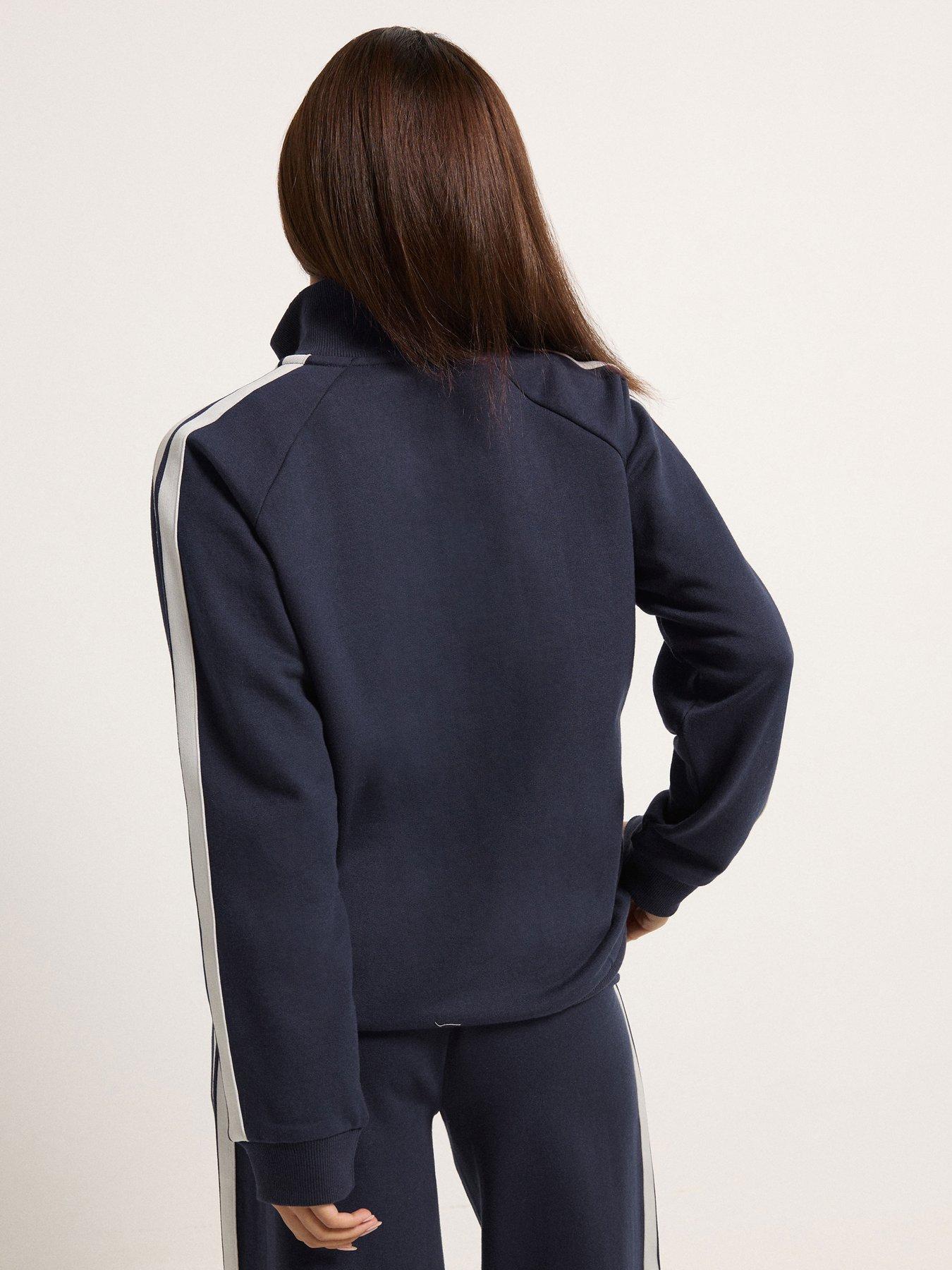 Image 2 of 5 of PixieGirl Petite Stripe Quarter Zip Sweat Top - Blue