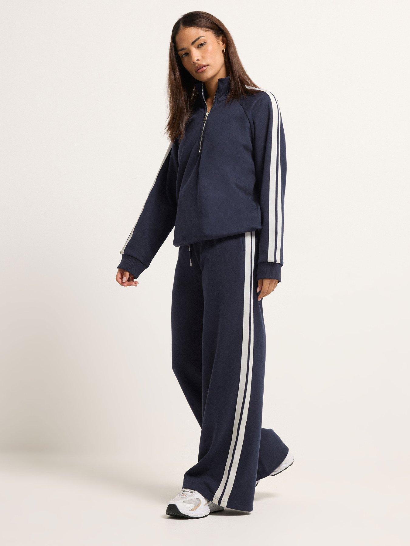 Image 3 of 5 of PixieGirl Petite Stripe Quarter Zip Sweat Top - Blue
