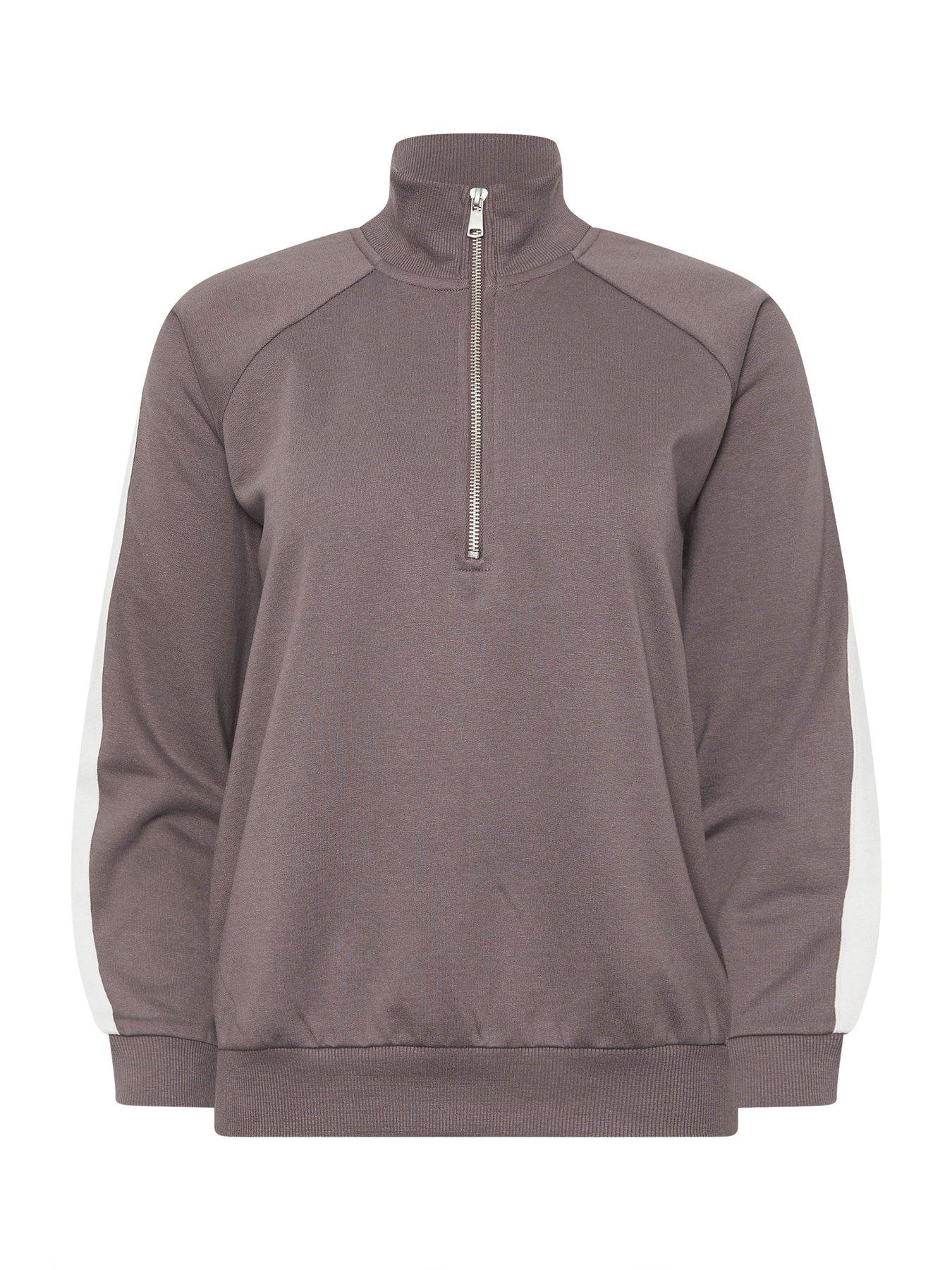 Image 5 of 5 of PixieGirl Petite Stripe Quarter Zip Sweat Top - Purple