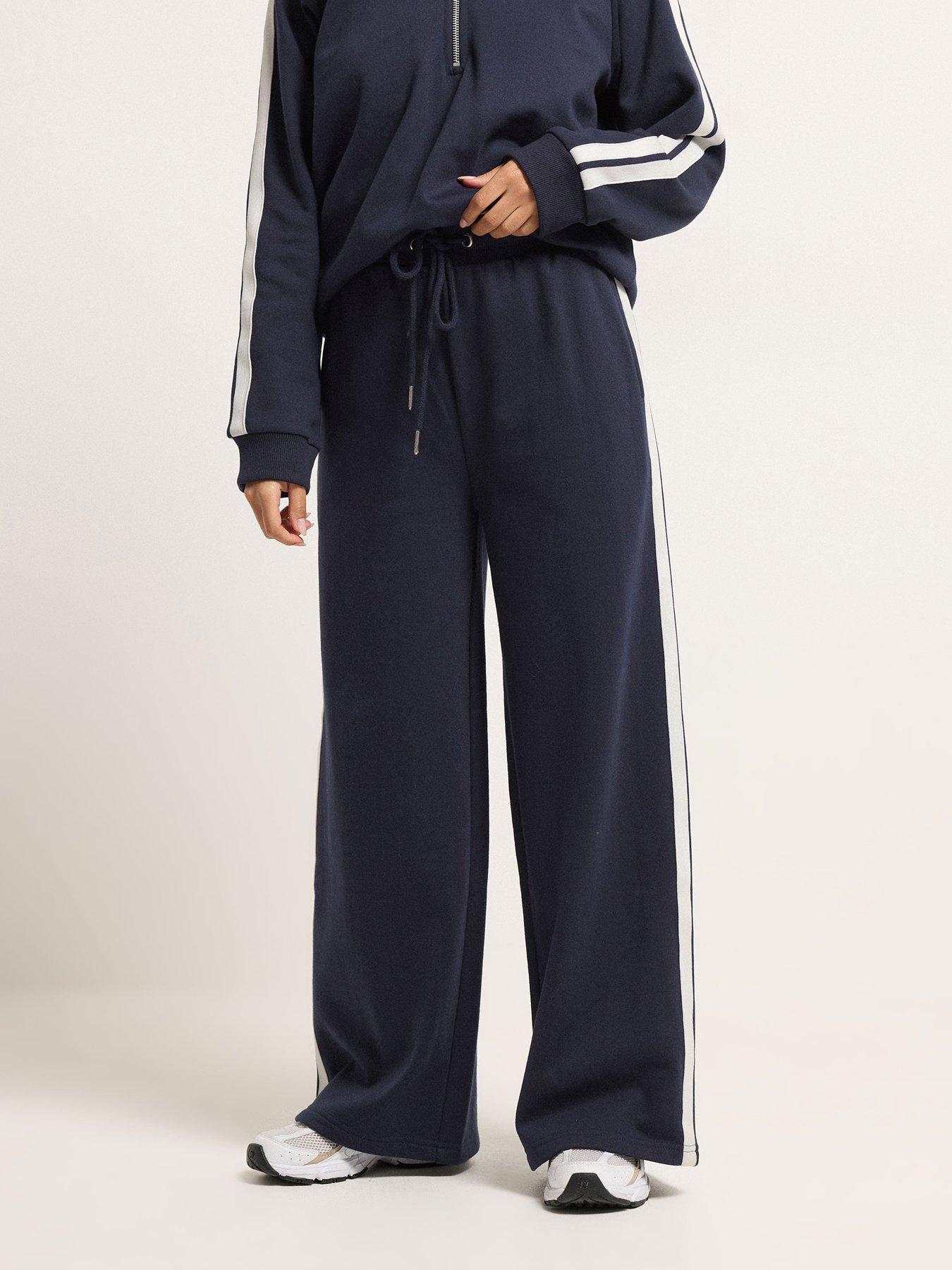 PixieGirl Petite 2 Side Stripe Wide Leg Joggers