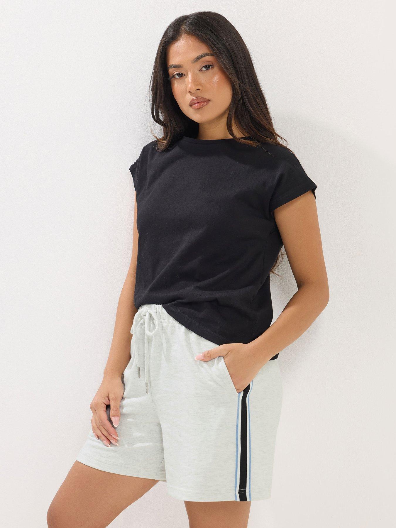 PixieGirl Petite Side Stripe Shorts - Grey