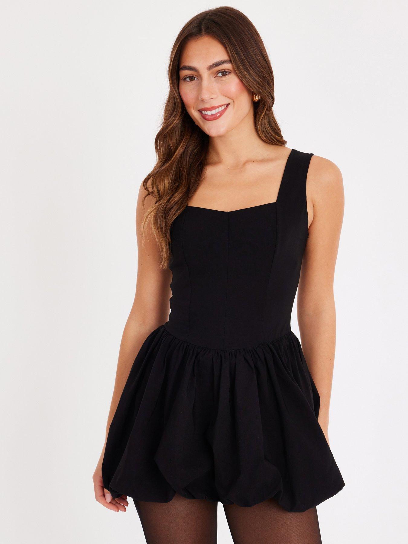 Quiz Black Puff Ball Skater Dress