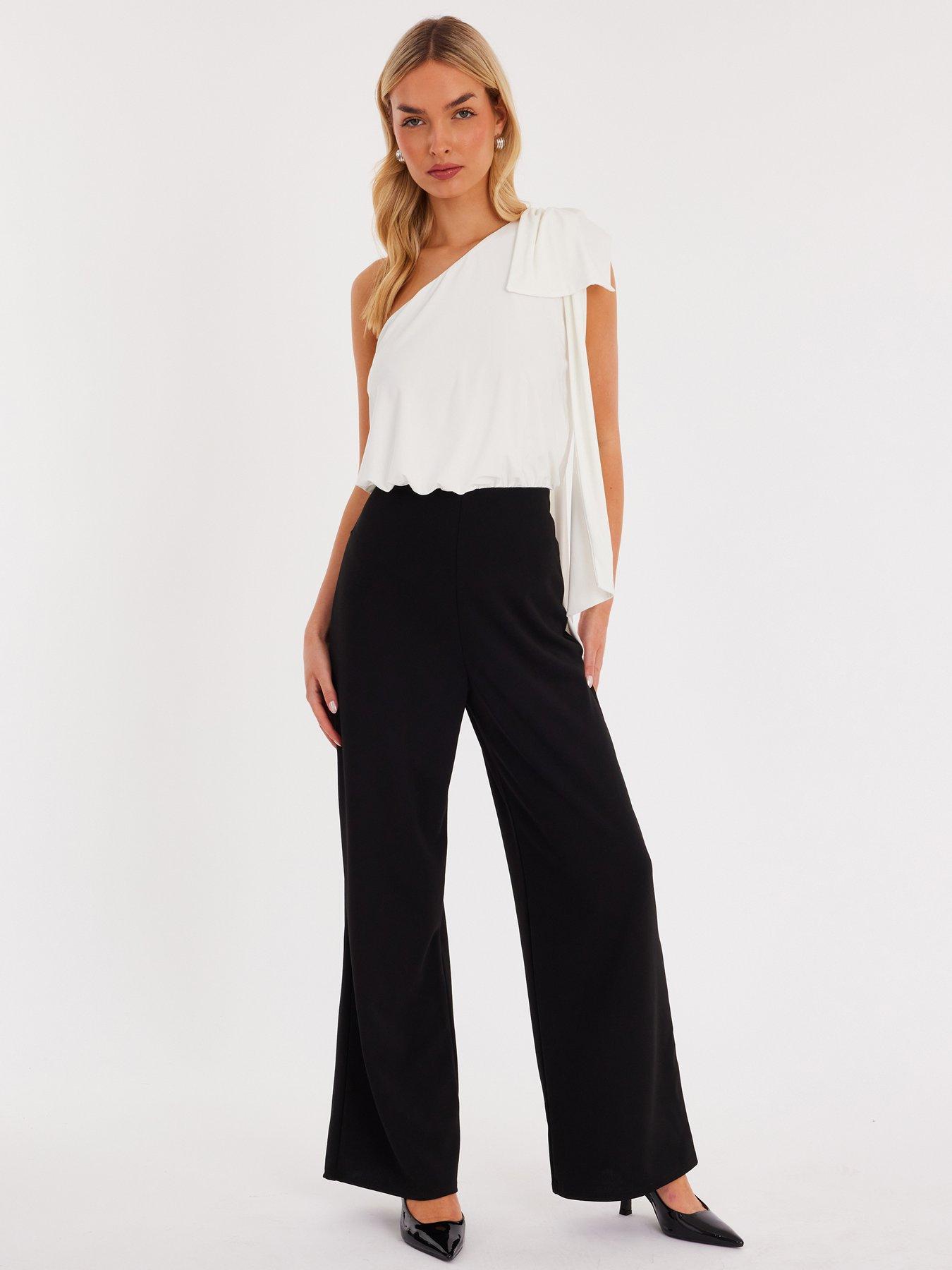 Quiz Black One Shoulder Bow Detail Jumpsuit