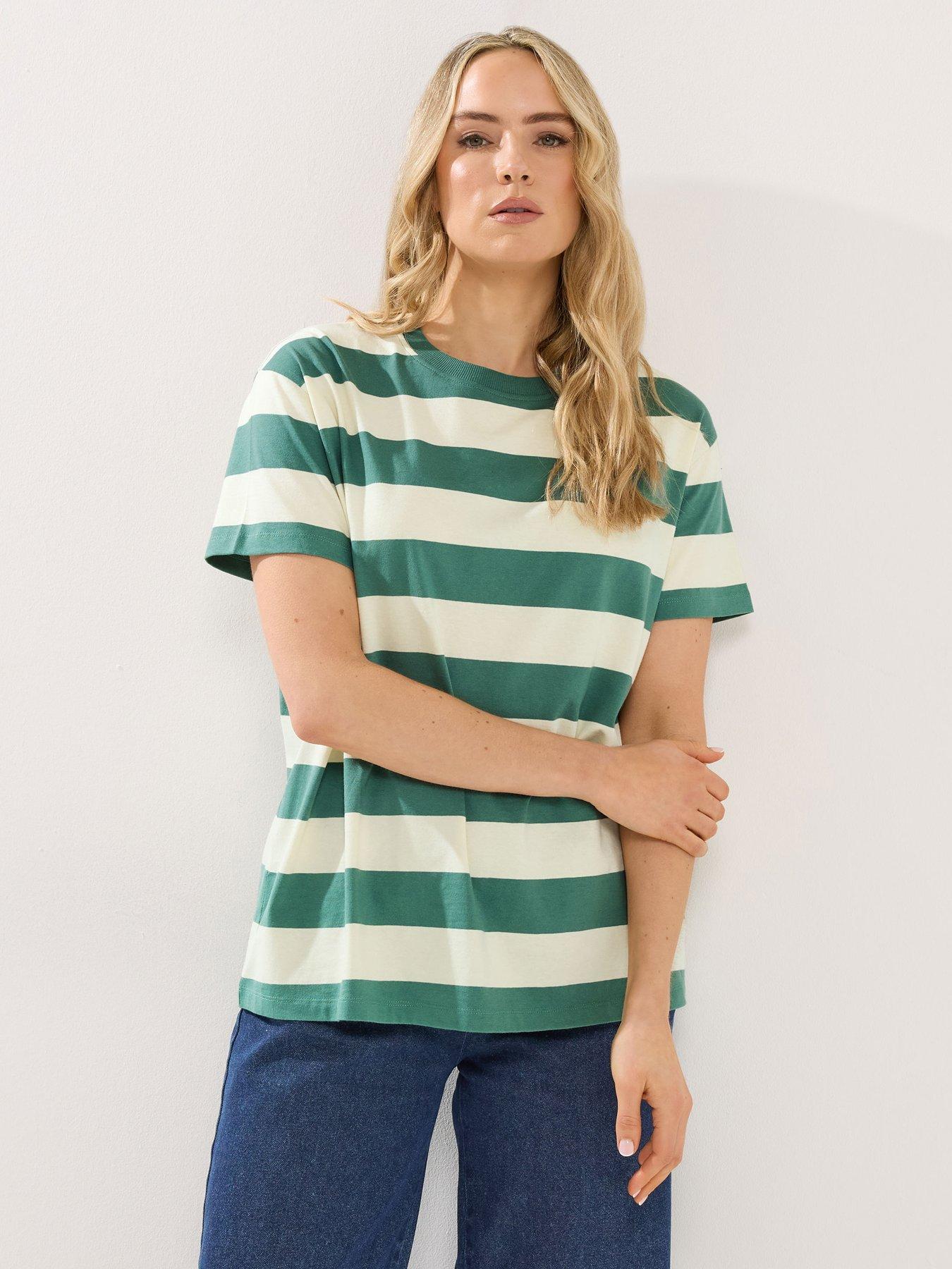 Long Tall Sally Stripe Oversized T-Shirt - Green