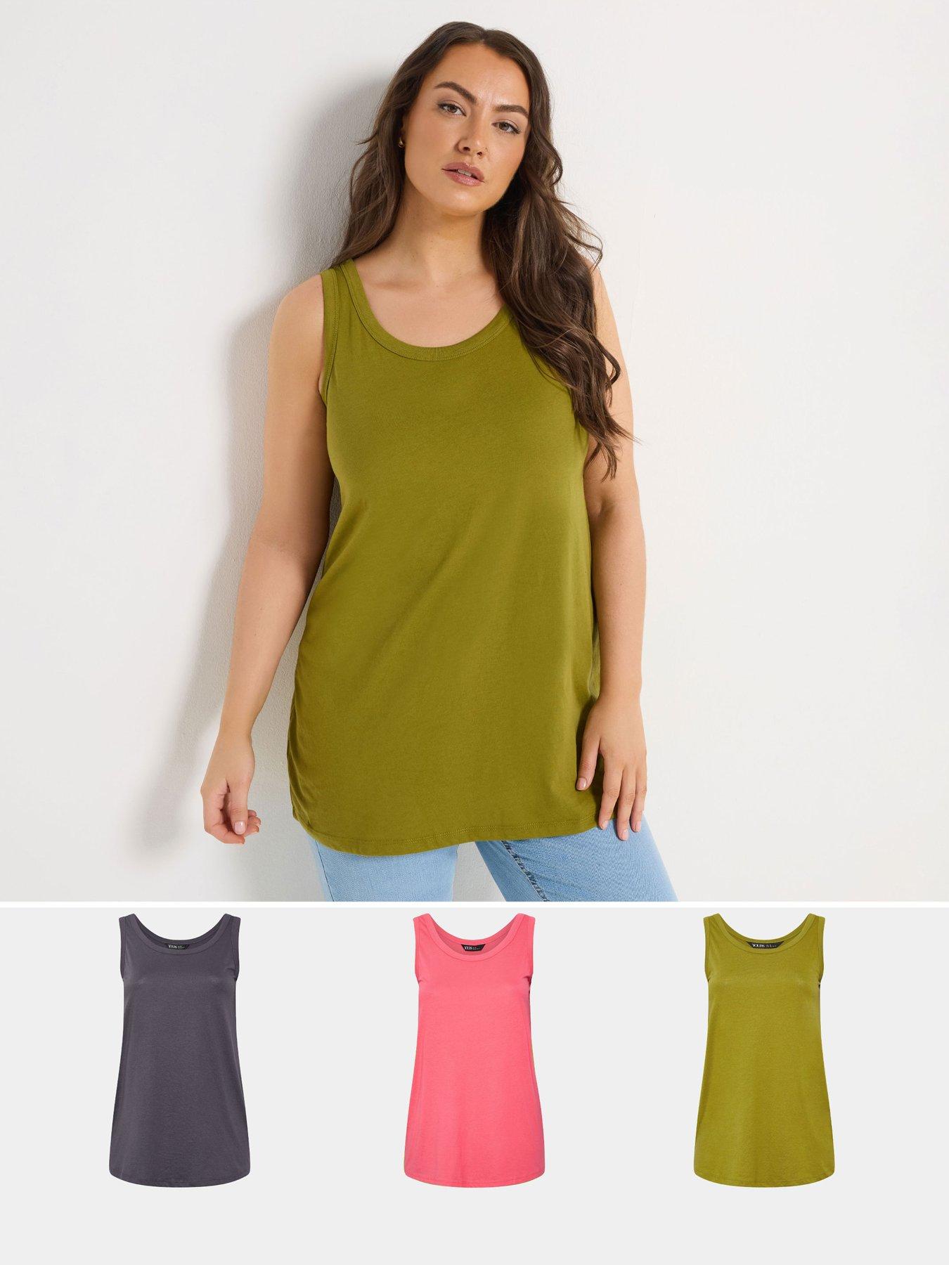 Image 1 of 6 of Yours Curve 3 Pack Core Basic Vests - Multi