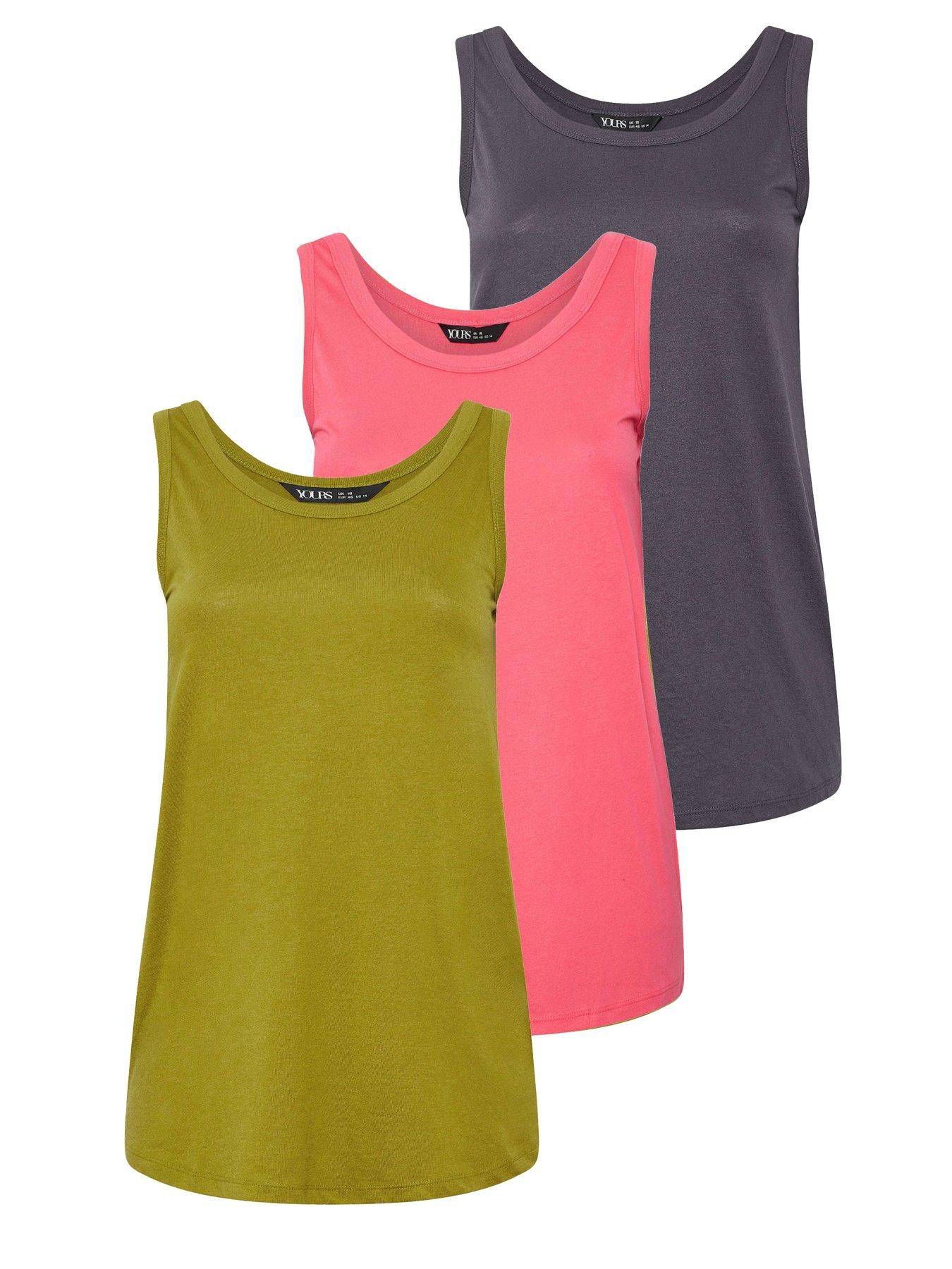 Image 6 of 6 of Yours Curve 3 Pack Core Basic Vests - Multi