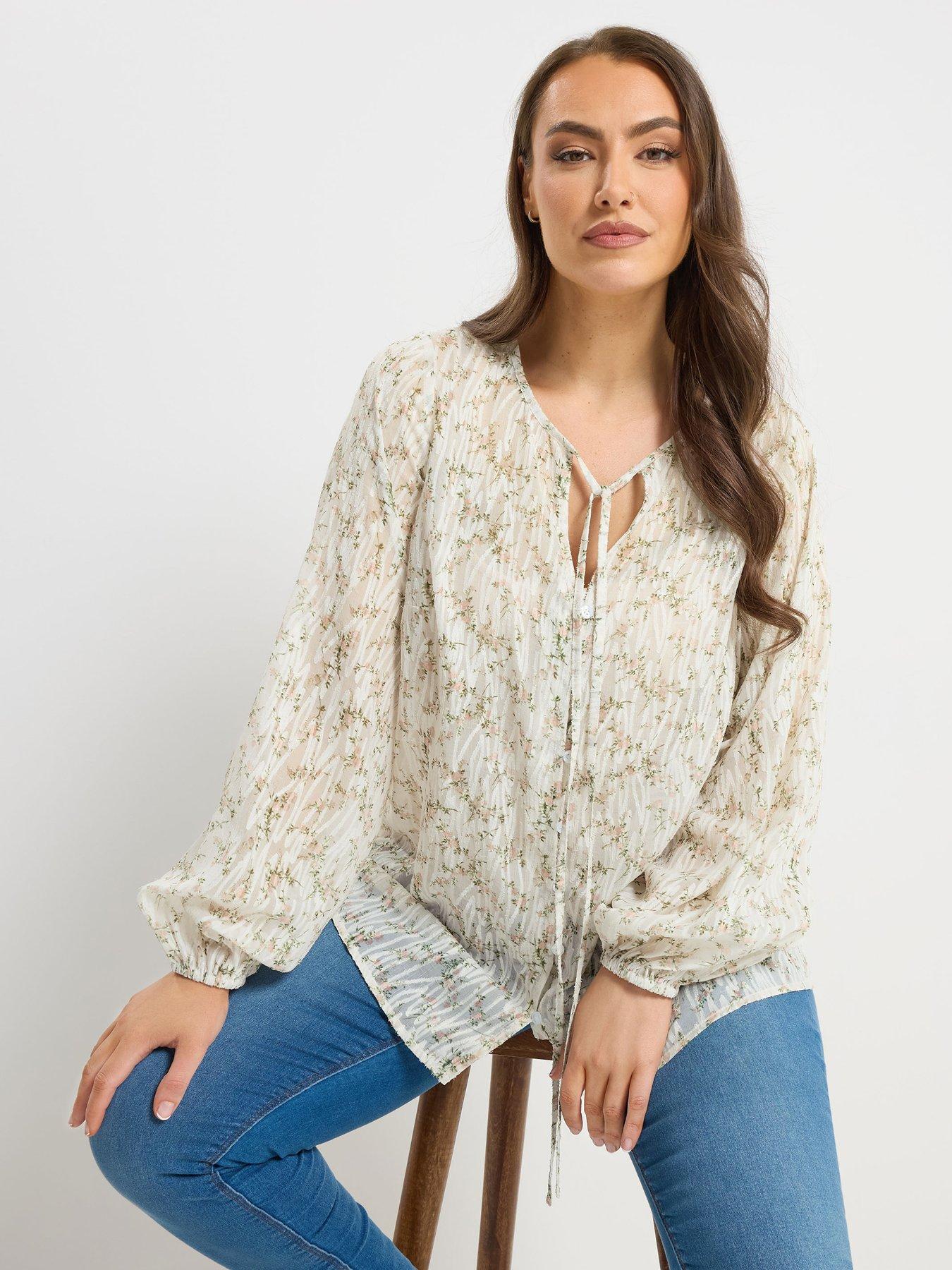 Yours Curve Burnout Blouse - White